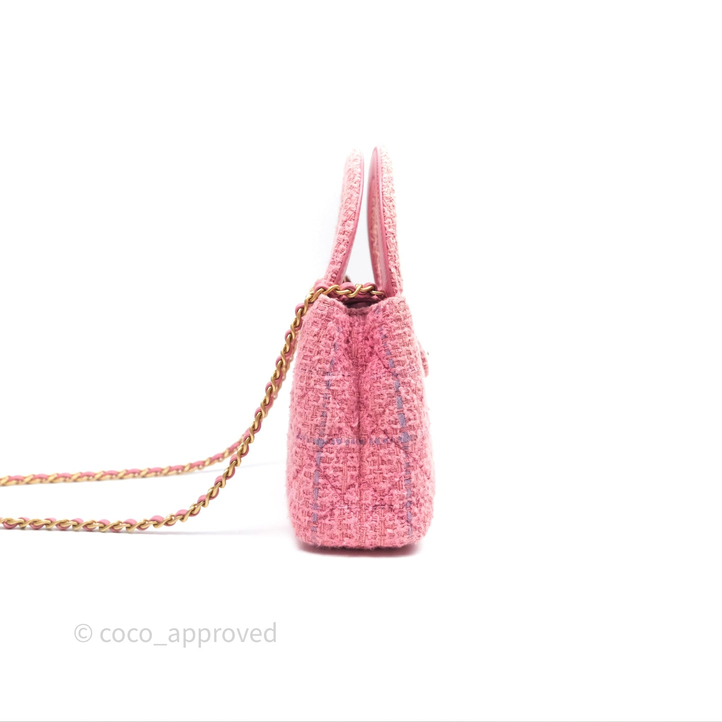 Chanel Kelly Bag Pink Tweed Aged Gold Hardware