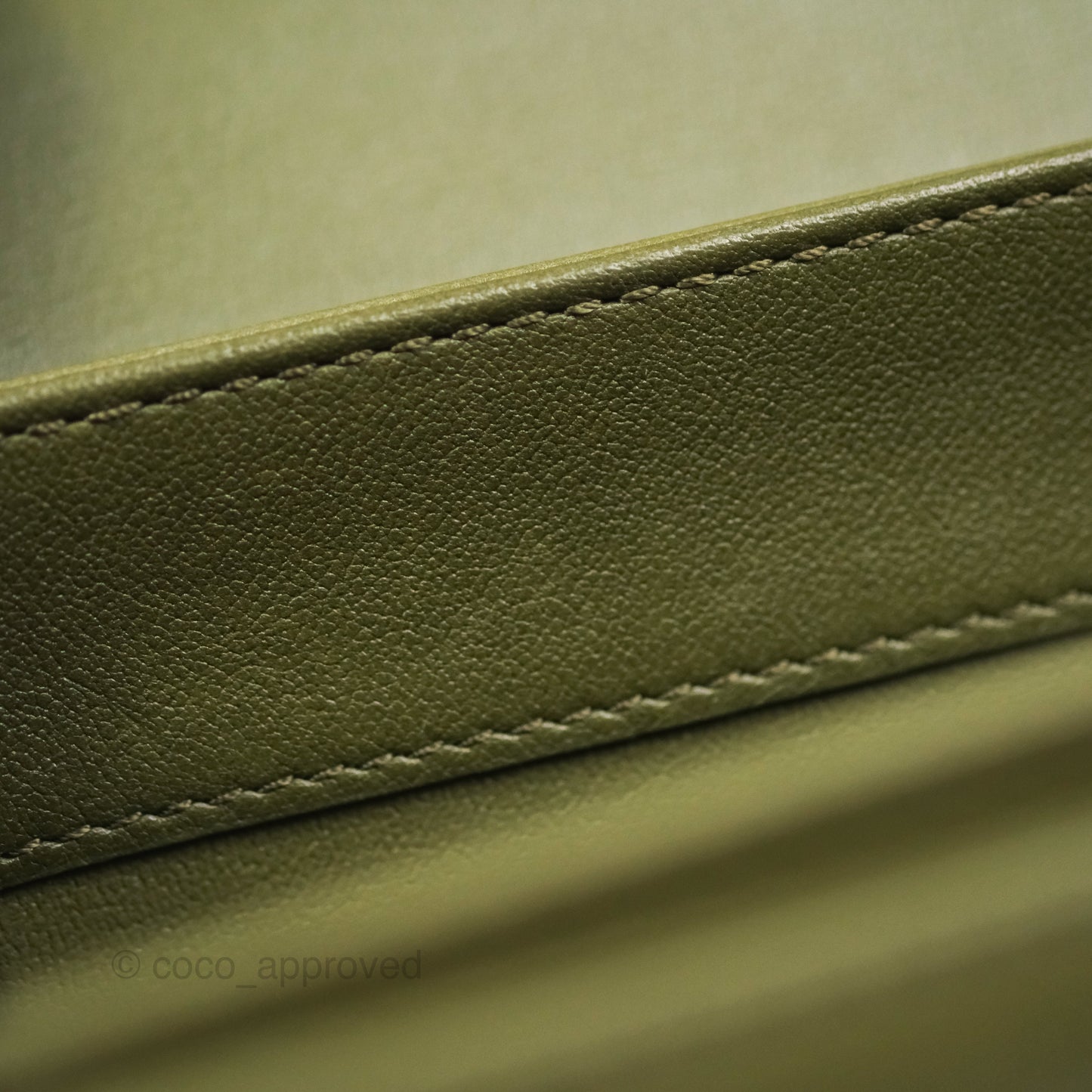Chanel Small Coco Lady Quilted Flap Bag With Top Handle Olive Green Calfskin Gold Hardware