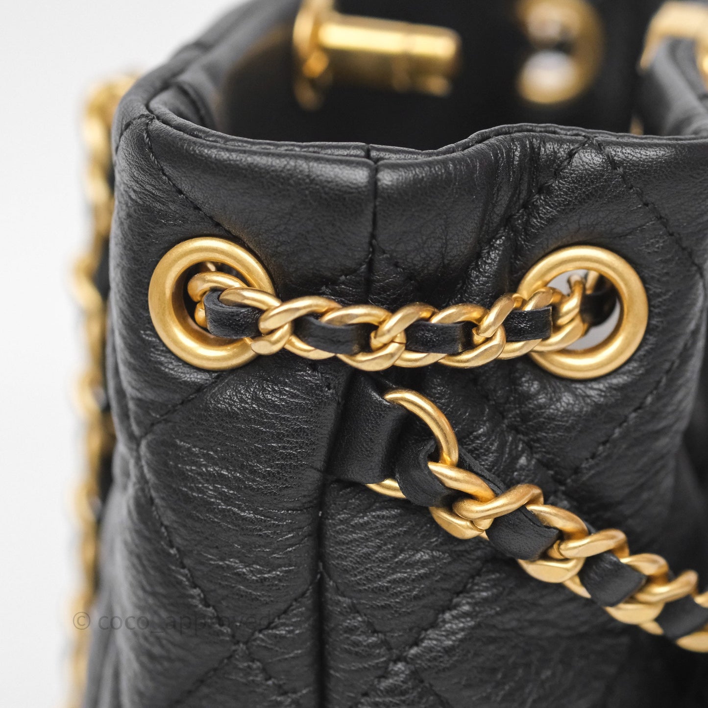 Chanel Mini Backpack Black Crumpled Calfskin Aged Gold Hardware 23A