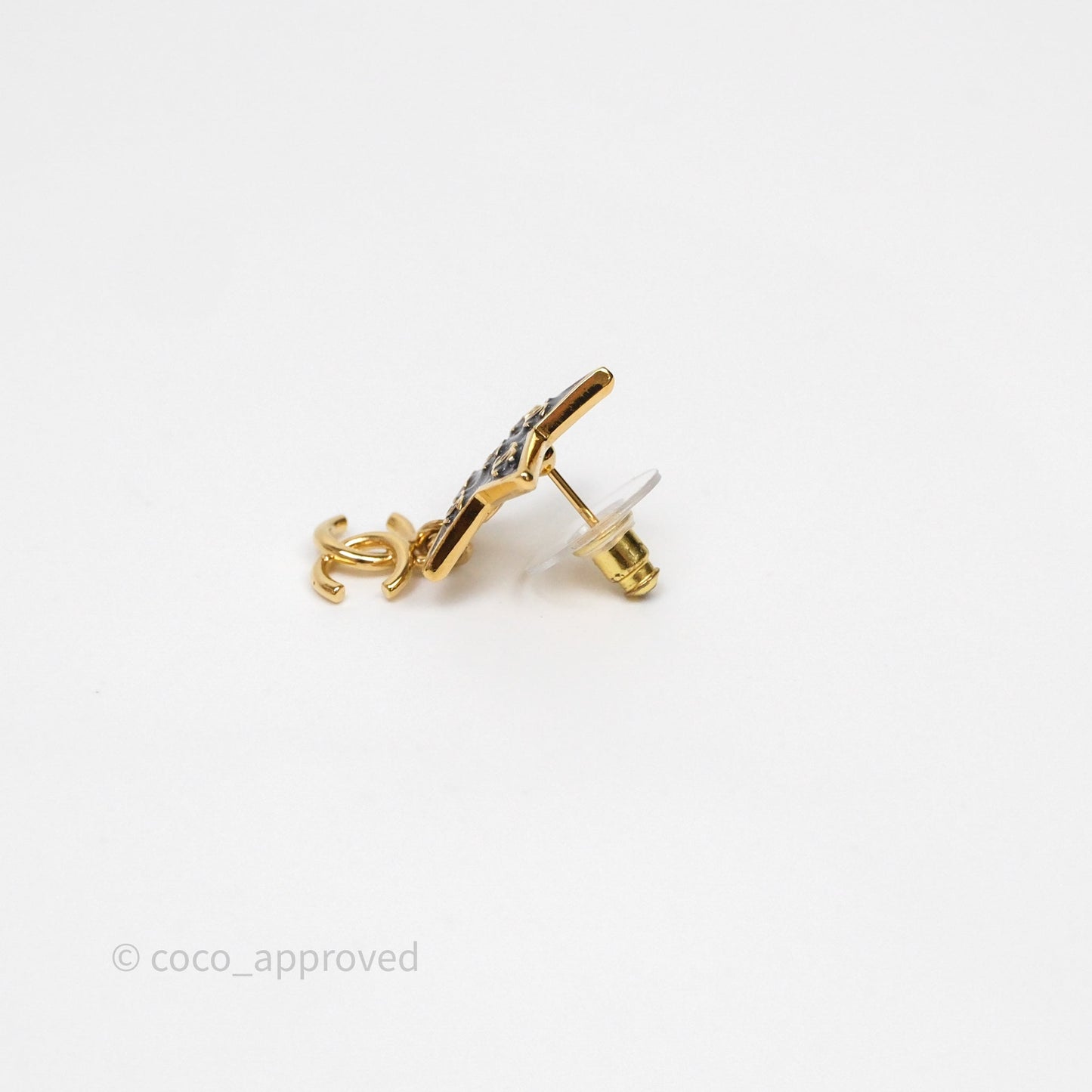 Chanel Star Drop CC Earrings Gold Tone 24C