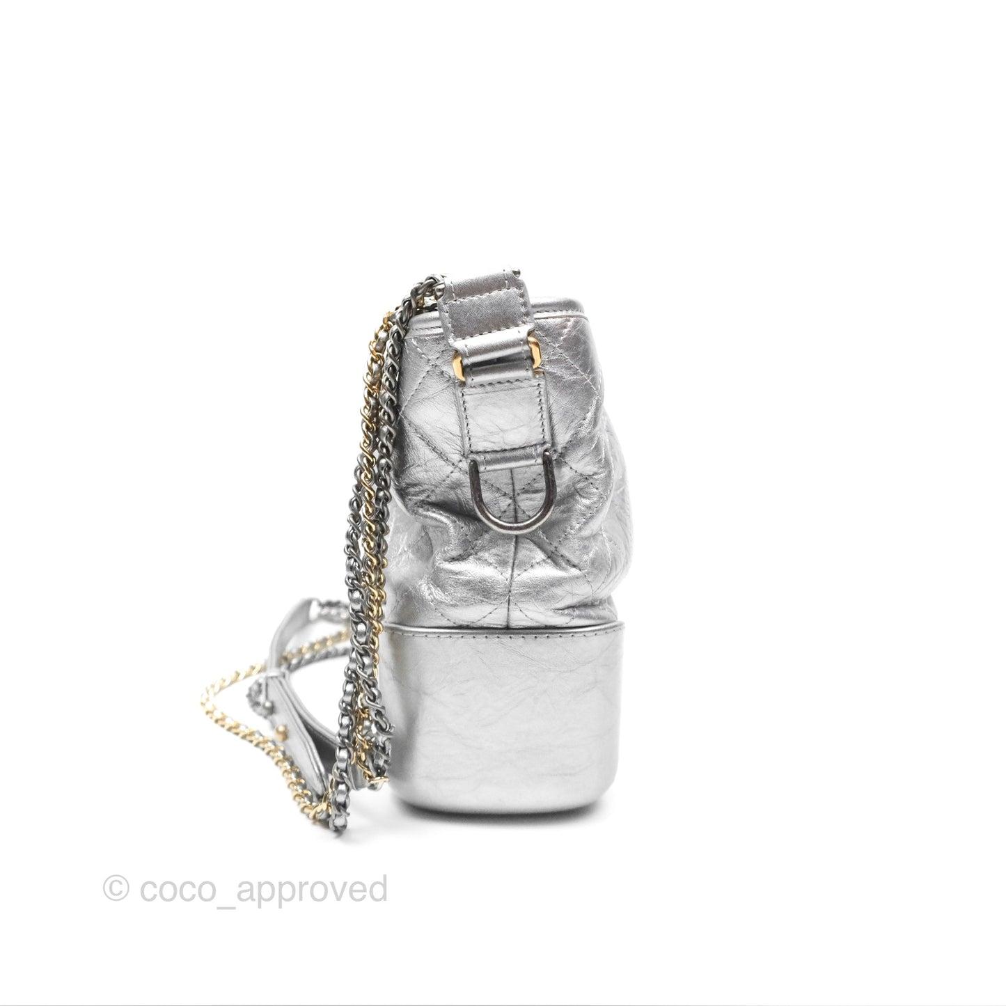 Chanel Large Gabrielle Hobo Metallic Silver Aged Calfskin Mixed Hardware