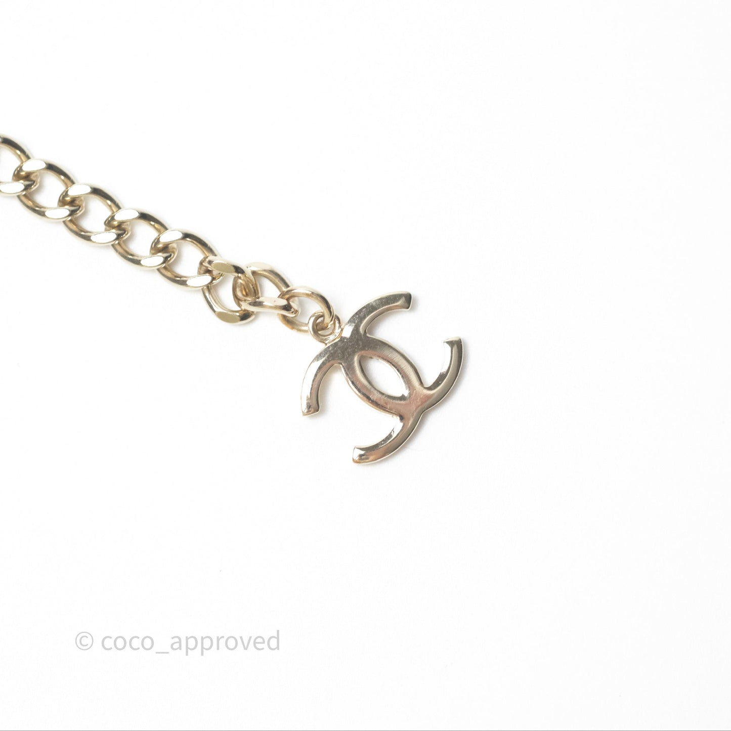 Chanel Silver CC Crystal Chain Choker Gold Tone 24V