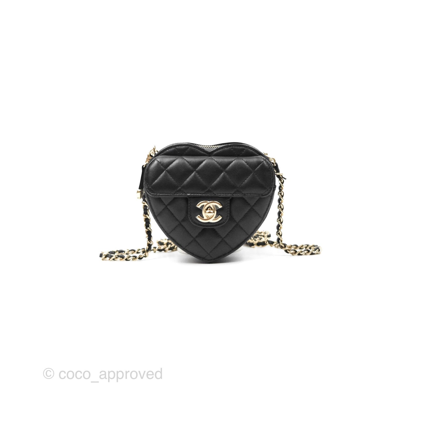Chanel Small Heart Bag Black Lambskin Gold Hardware 22S