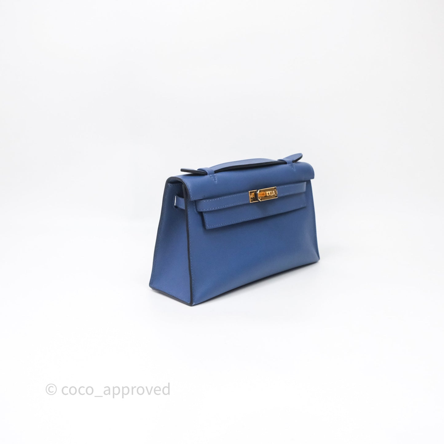 Hermès Kelly Pochette Clutch Bleu Brighton 7E Swift Gold Hardware