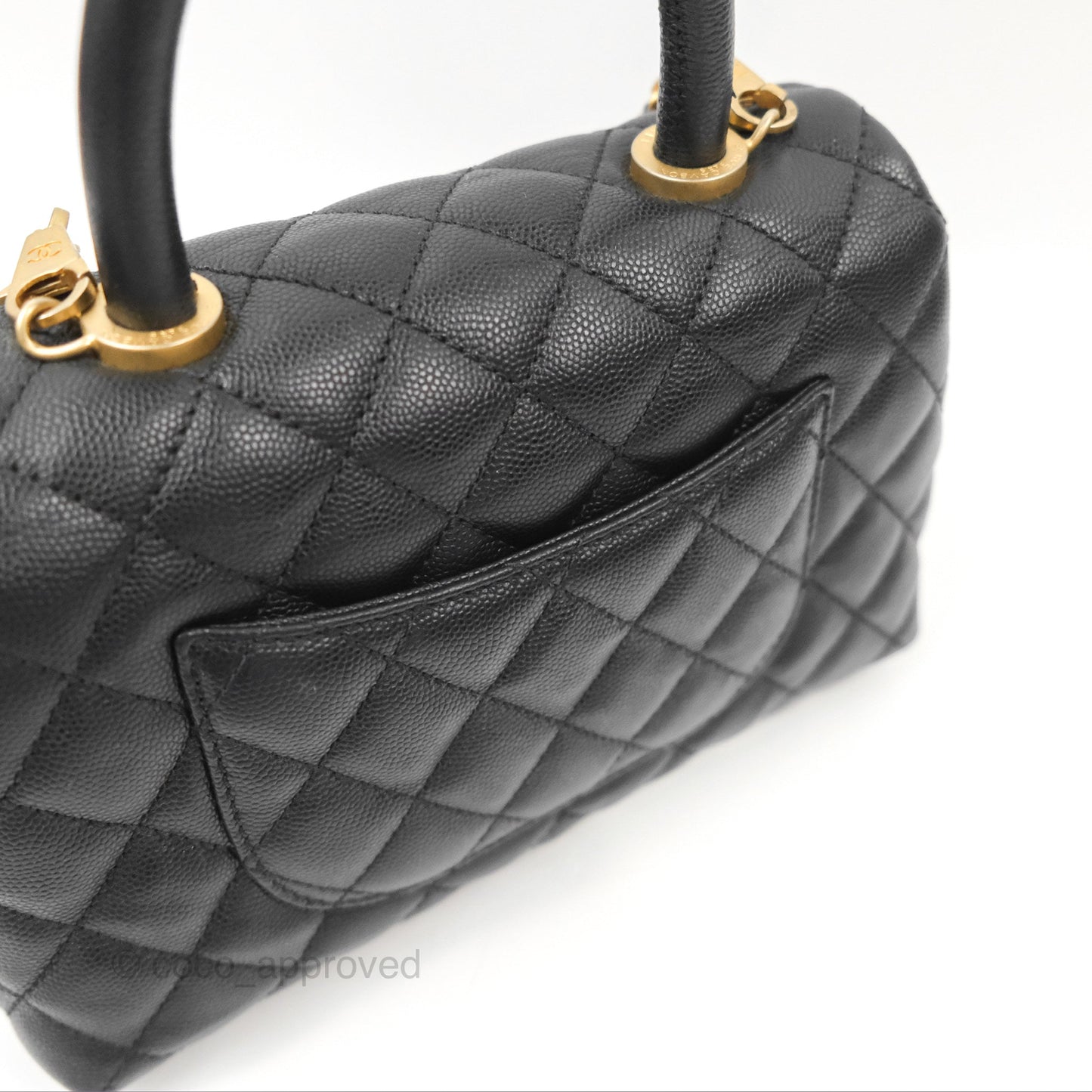 Chanel Small Coco Handle Quilted Black Caviar Gold Hardware