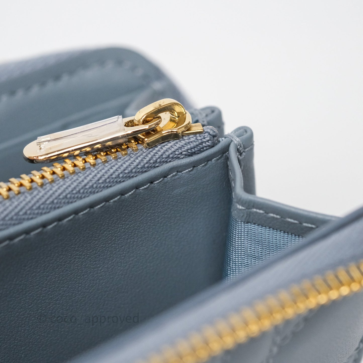 Dior Small Lady Dior Voyageur Coin Purse Cloud Blue Lambskin Cannage