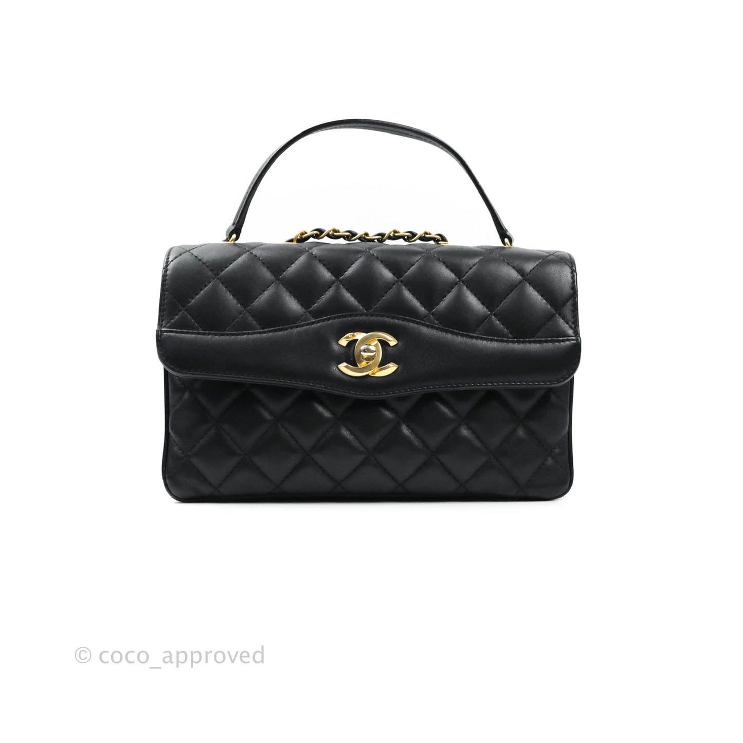 Chanel Coco Vintage Flap Bag Black Lambskin Aged Gold Hardware