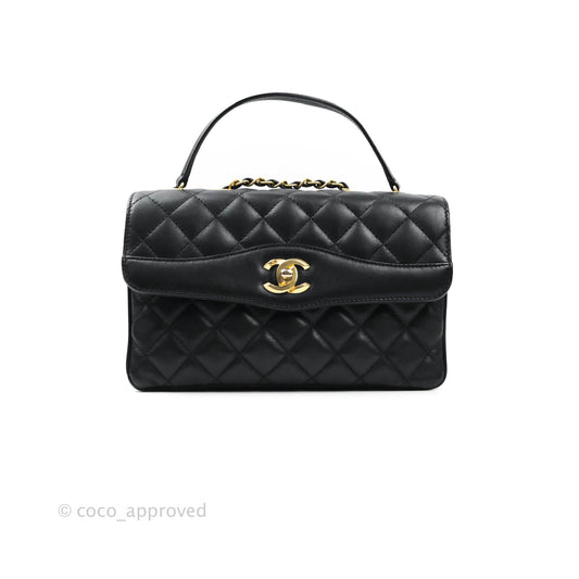 Chanel Coco Vintage Flap Bag Black Lambskin Aged Gold Hardware