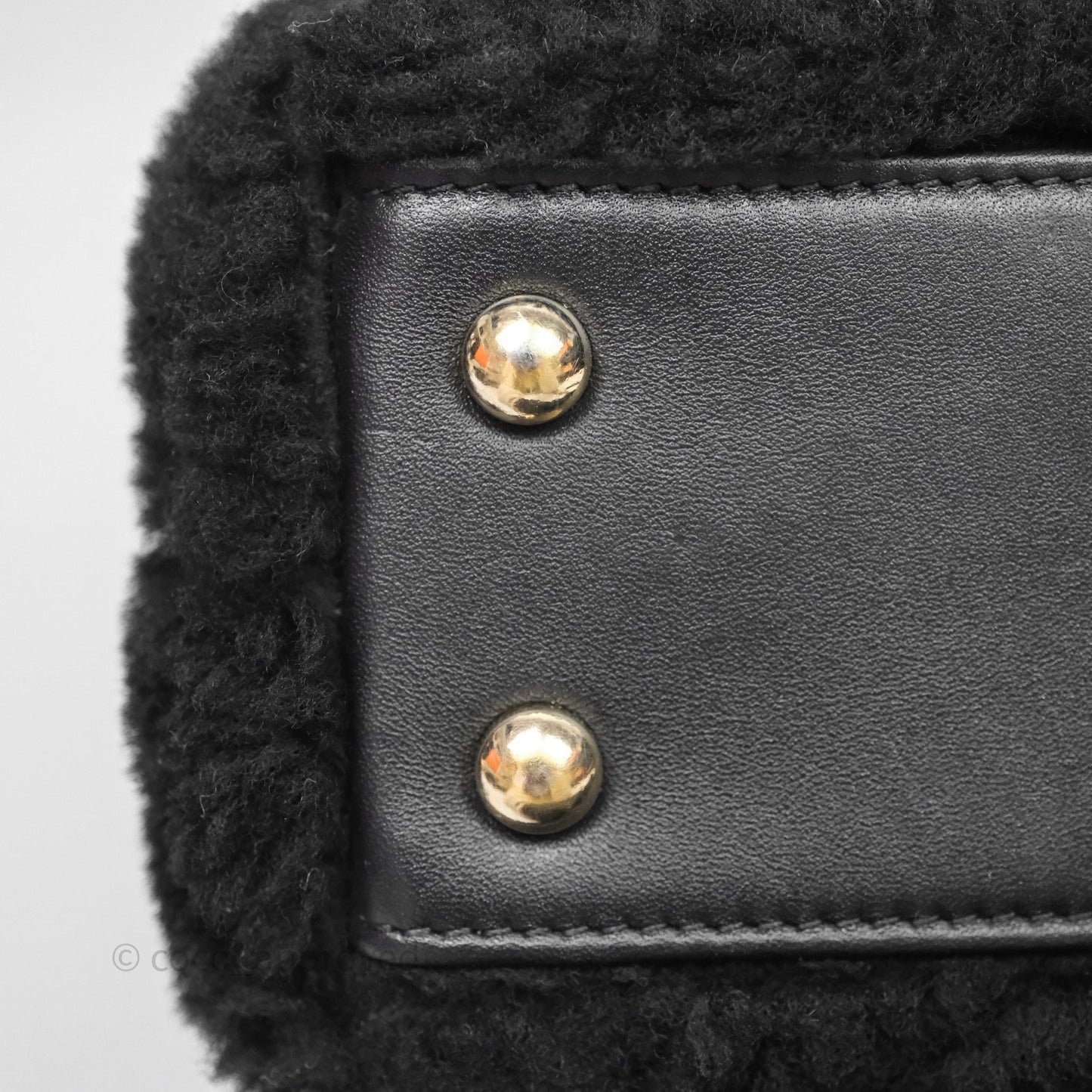 Chanel Small Coco Handle Shearling Black Gold Hardware