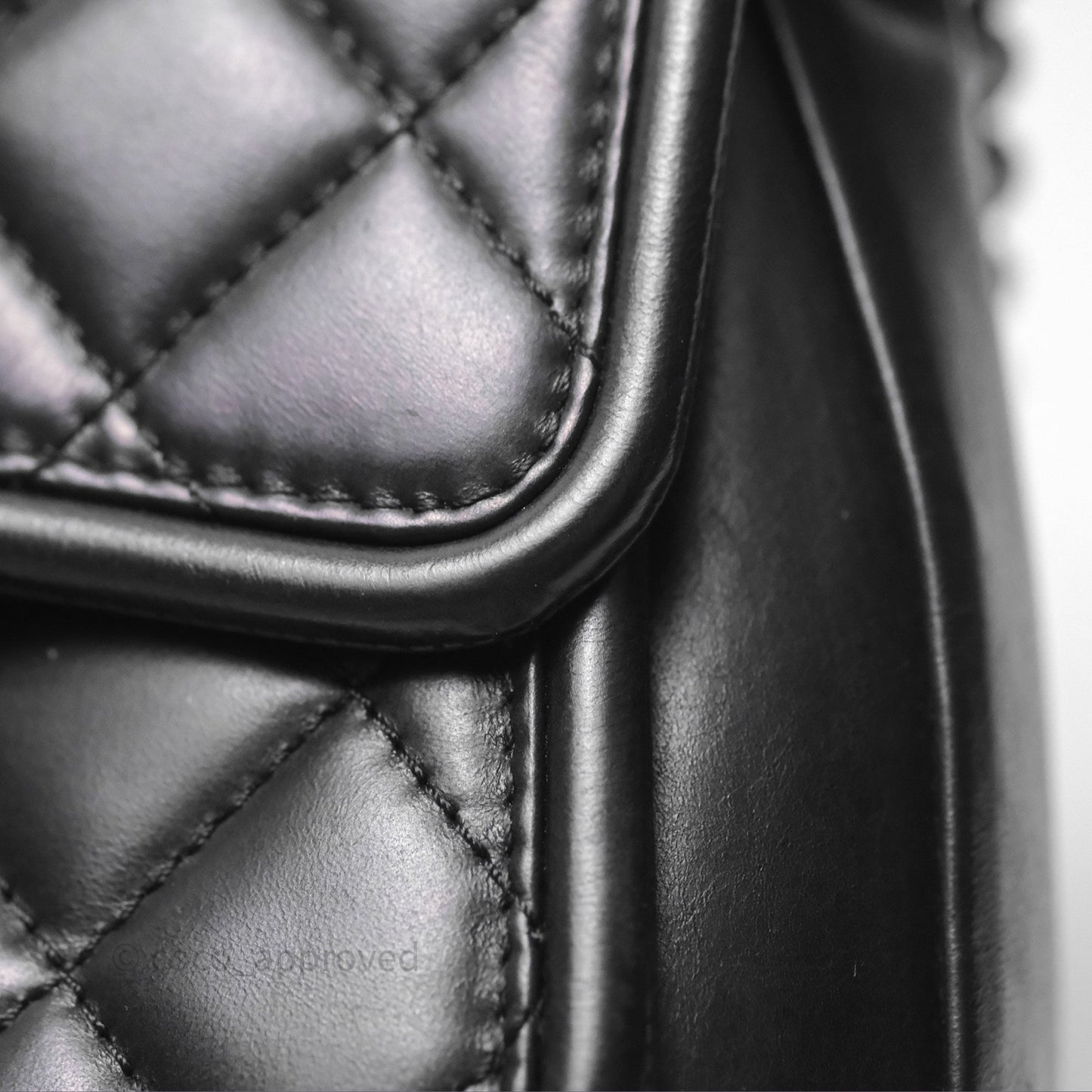 Chanel Quilted Large Prestige Top Handle Flap Calfskin Black Ruthenium Hardware