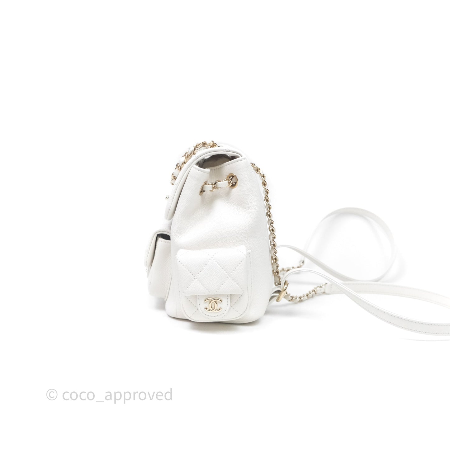 Chanel Small Duma Backpack Caviar White Gold Hardware