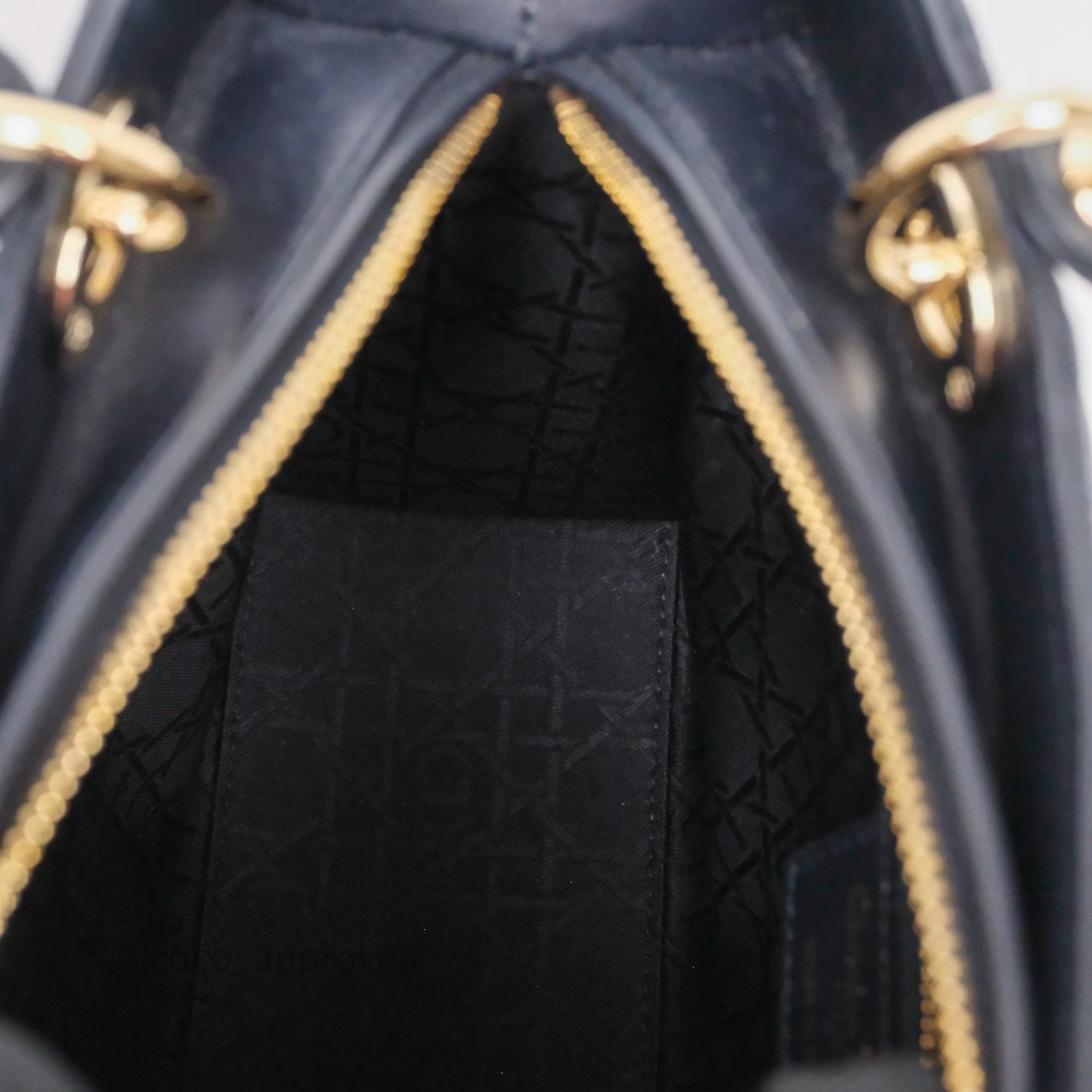 Christian Dior Medium Lady Dior Navy Lambskin Gold Hardware