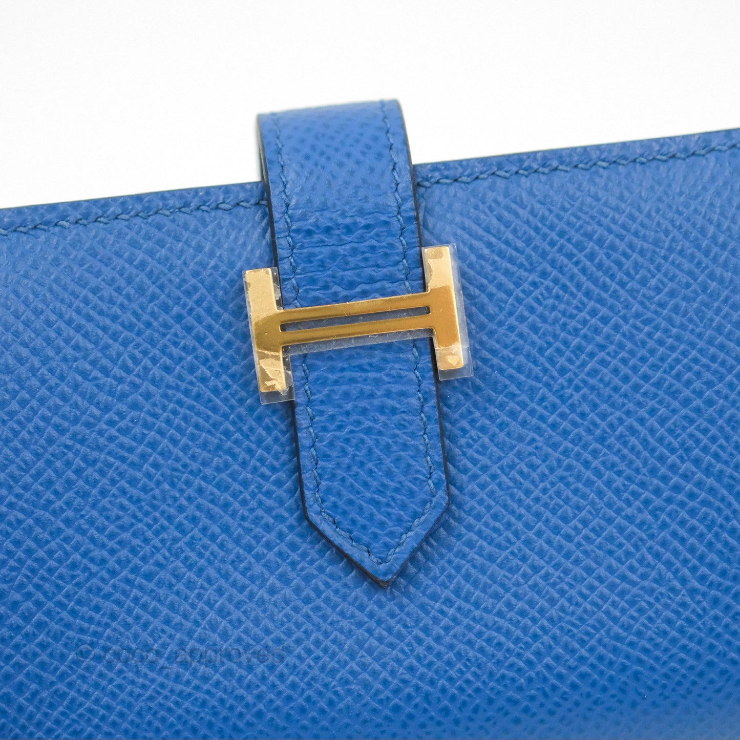 Hermes Bearn Mini Wallet Epsom Bleu De Fance Gold Hardware