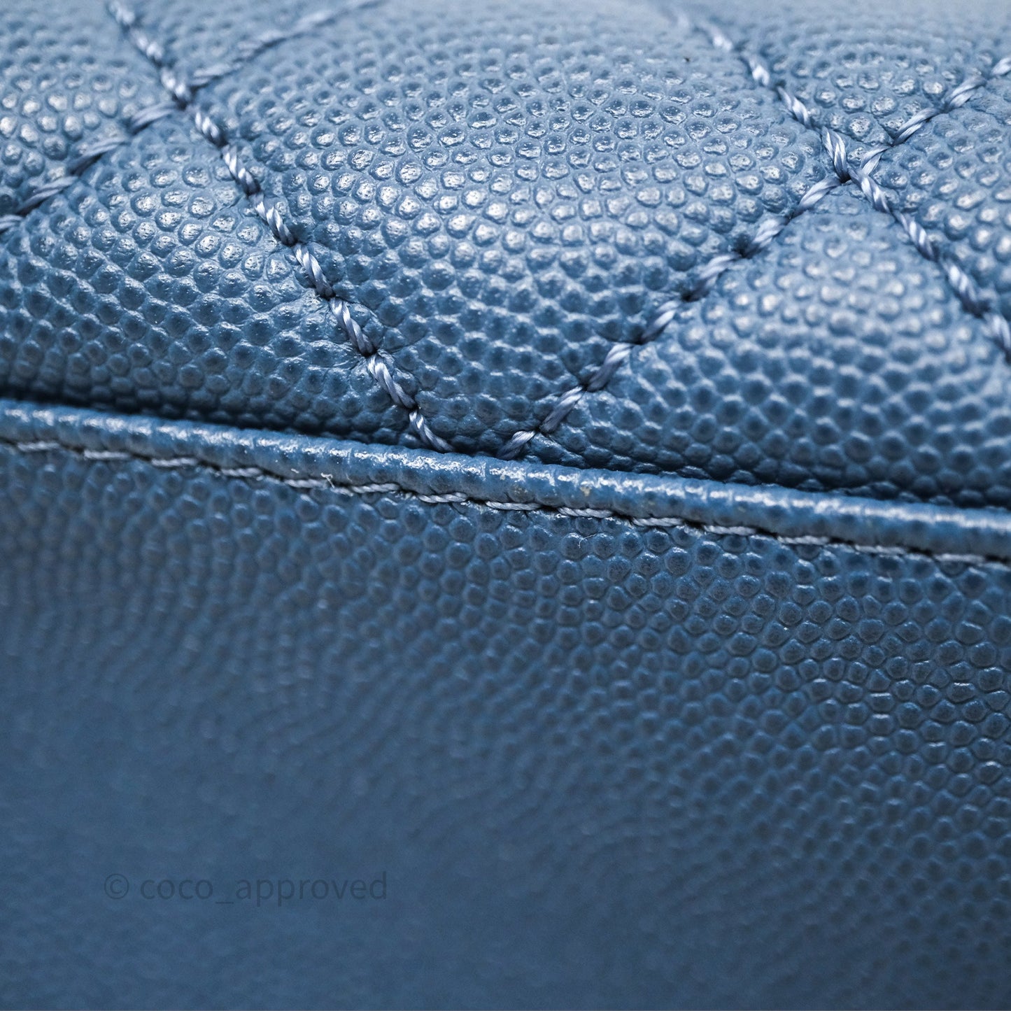 Chanel Medium Coco Handle Quilted Aged Caviar Dark Blue Ruthenium Hardware