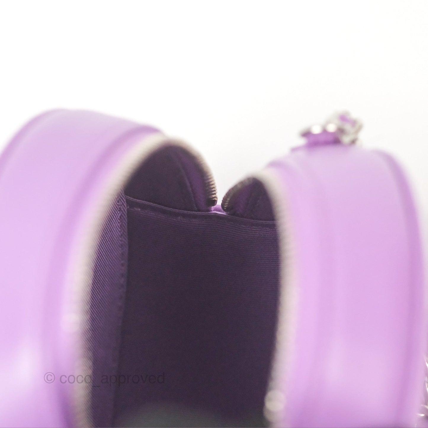Chanel Round Circle Bag Purple Lambskin Silver Hardware