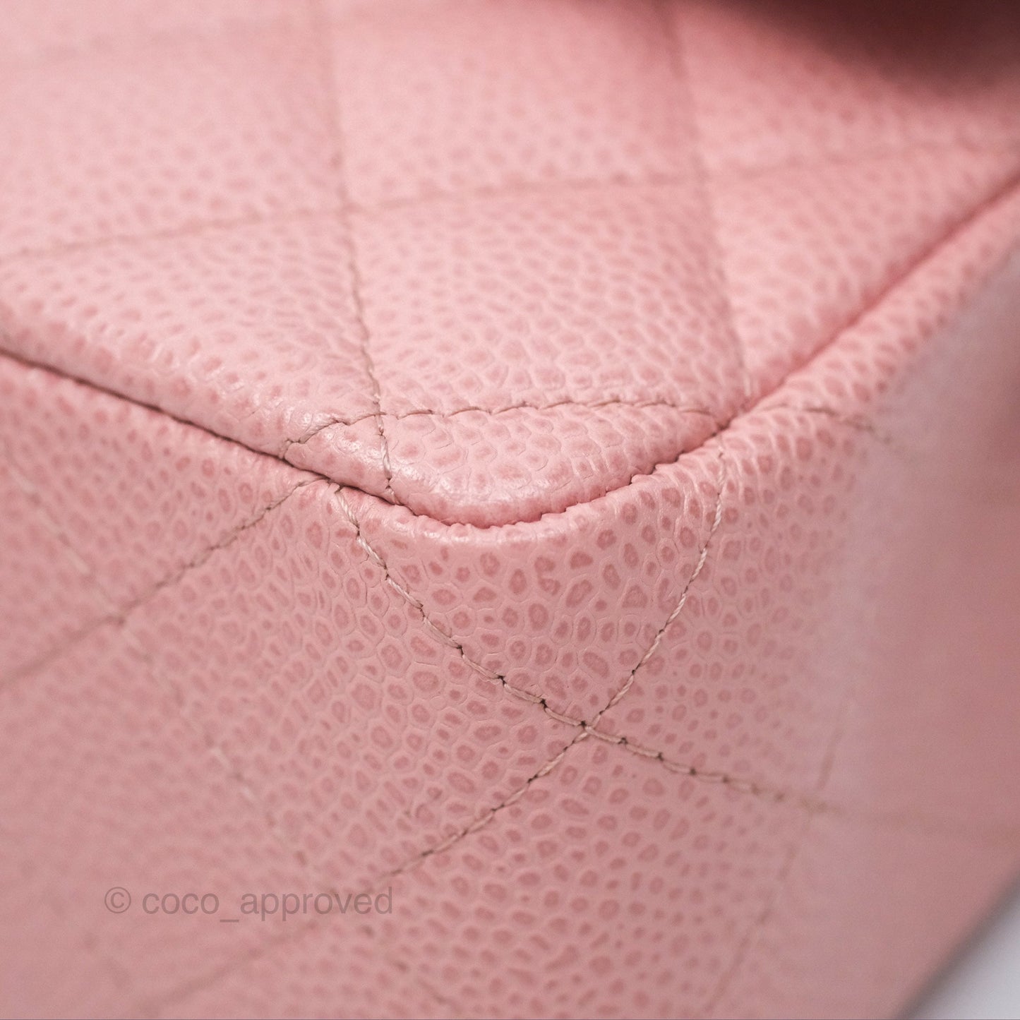 Chanel Vintage Classic M/L Medium Flap Quilted Sakura Pink Caviar 24K Gold Hardware