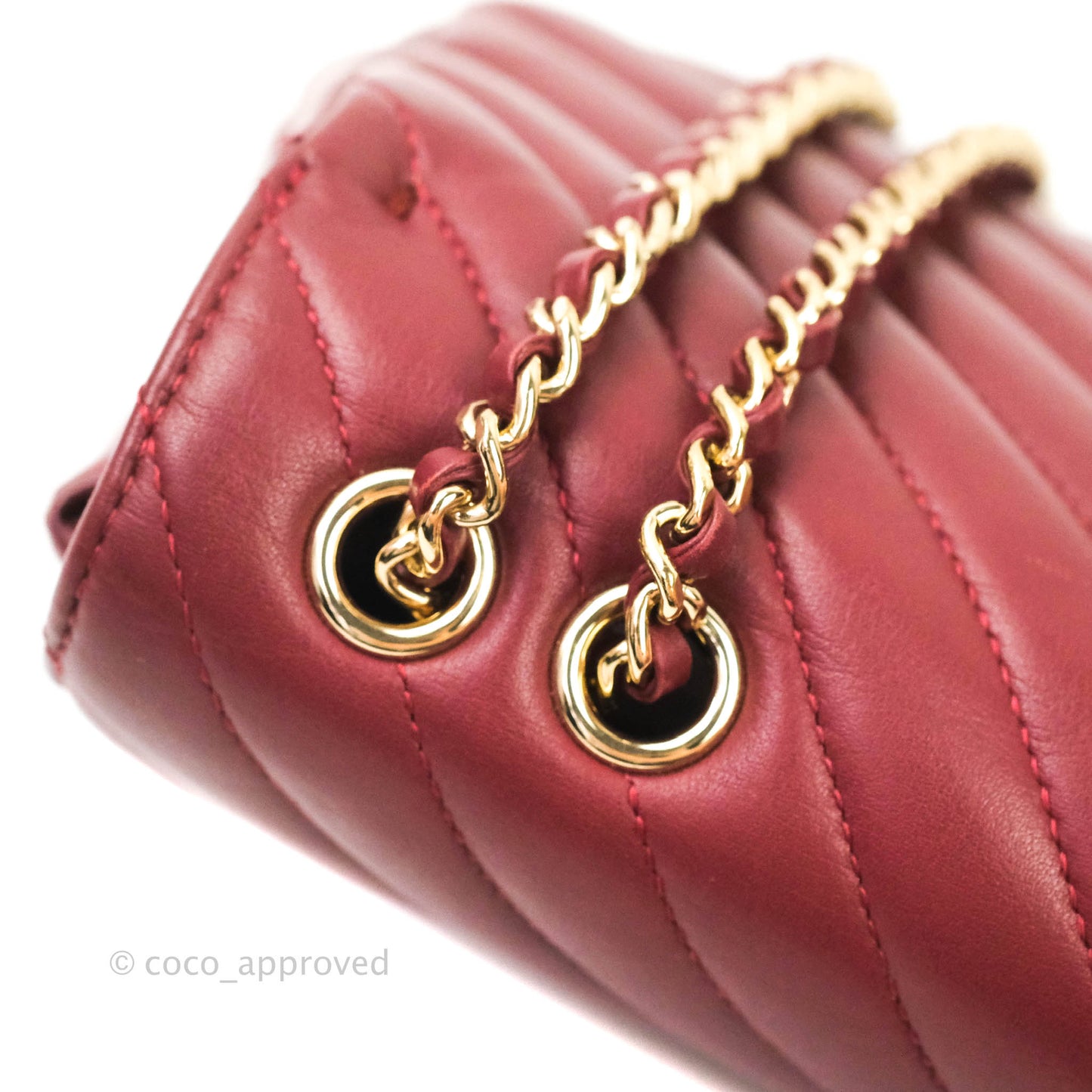Chanel Small Statement Chevron Flap Bag Burgundy Lambskin Gold Hardware
