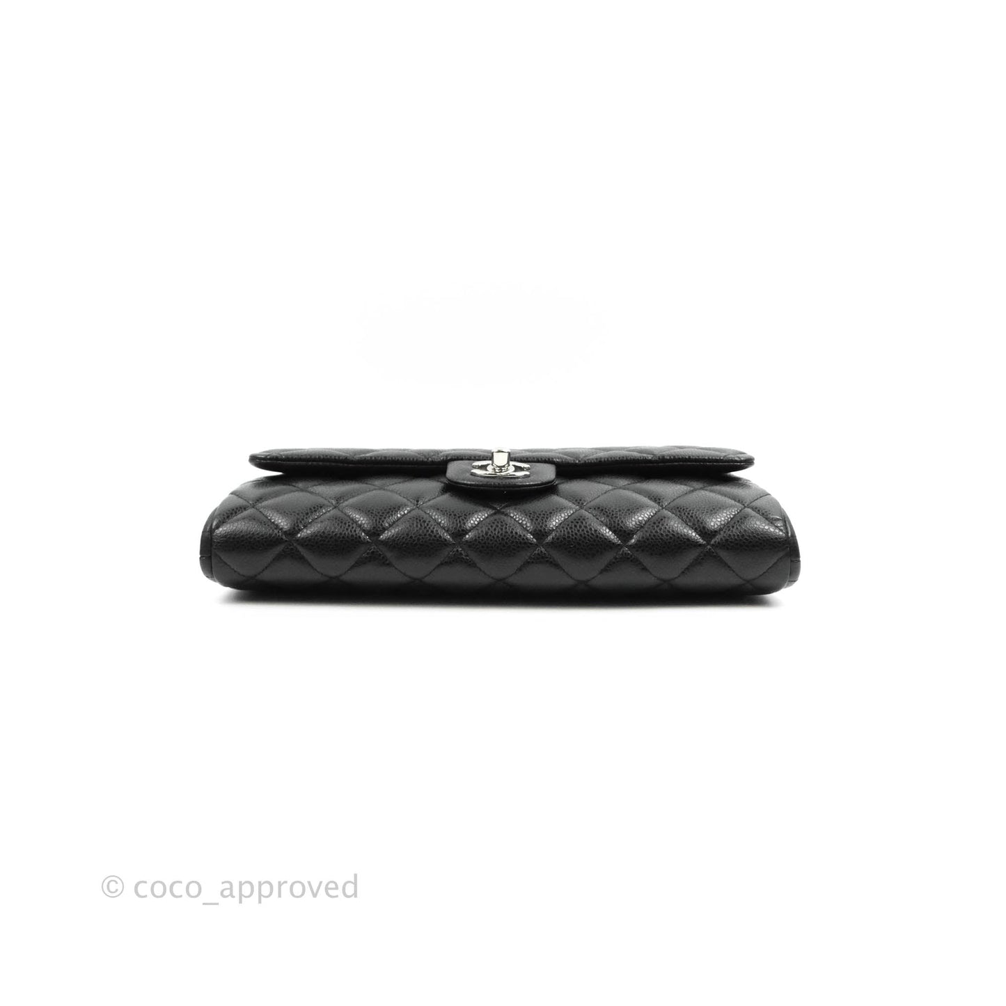 Chanel Quilted Clutch with Chain Caviar Black Silver Hardware