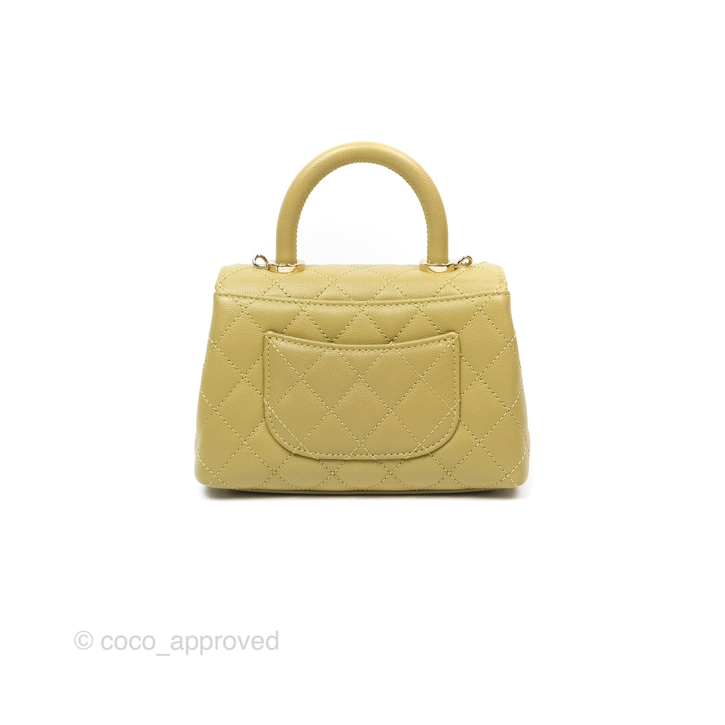 Chanel Quilted Mini Coco Handle Caviar Olive Green Gold Hardware