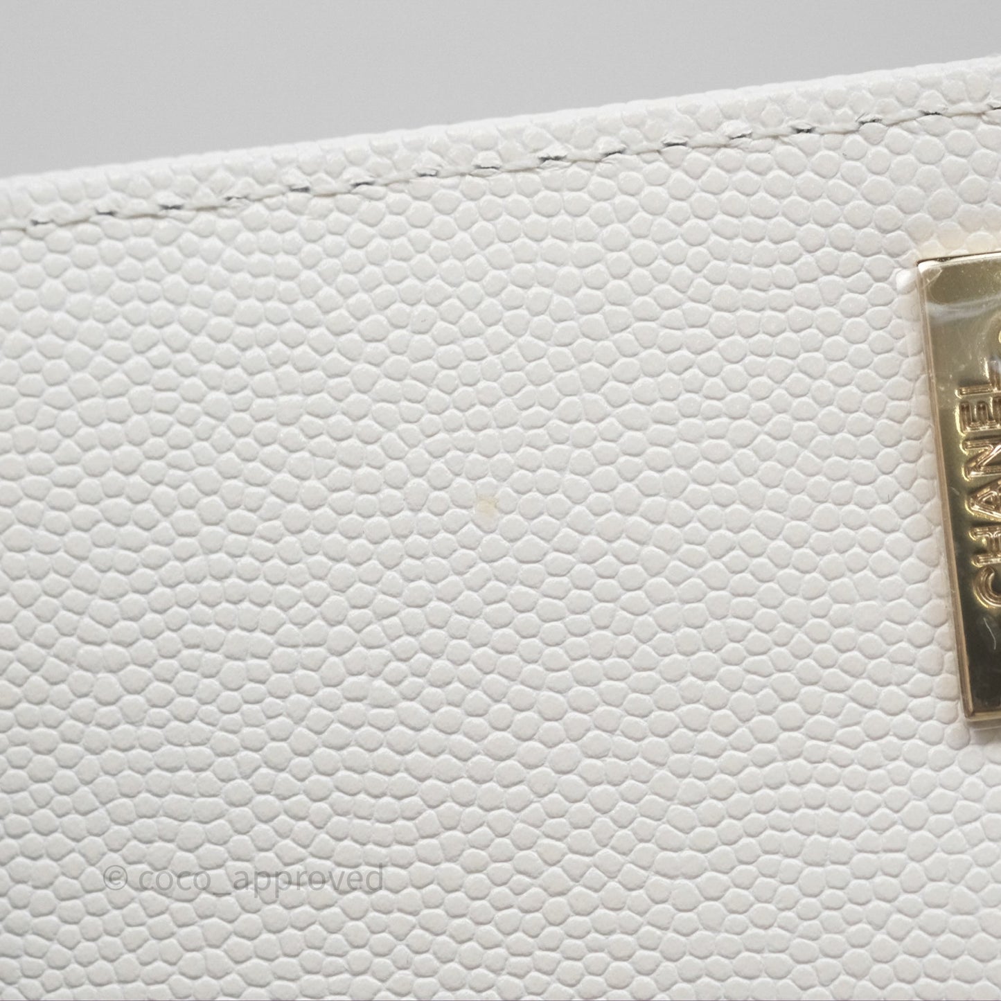 Chanel Small Coco Handle Quilted White Caviar Gold Hardware