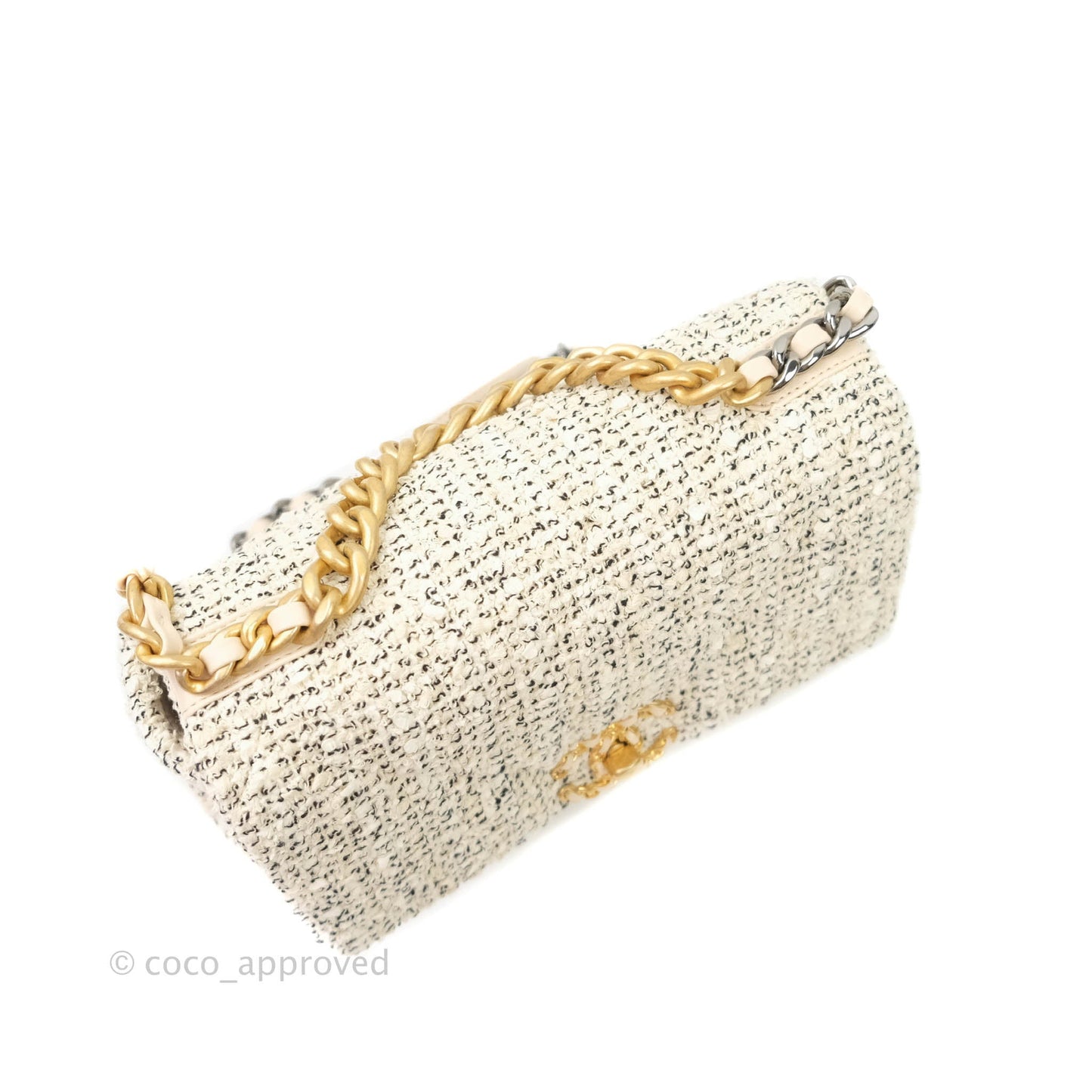 Chanel 19 Small Tweed Oreo Cream Mixed Hardware