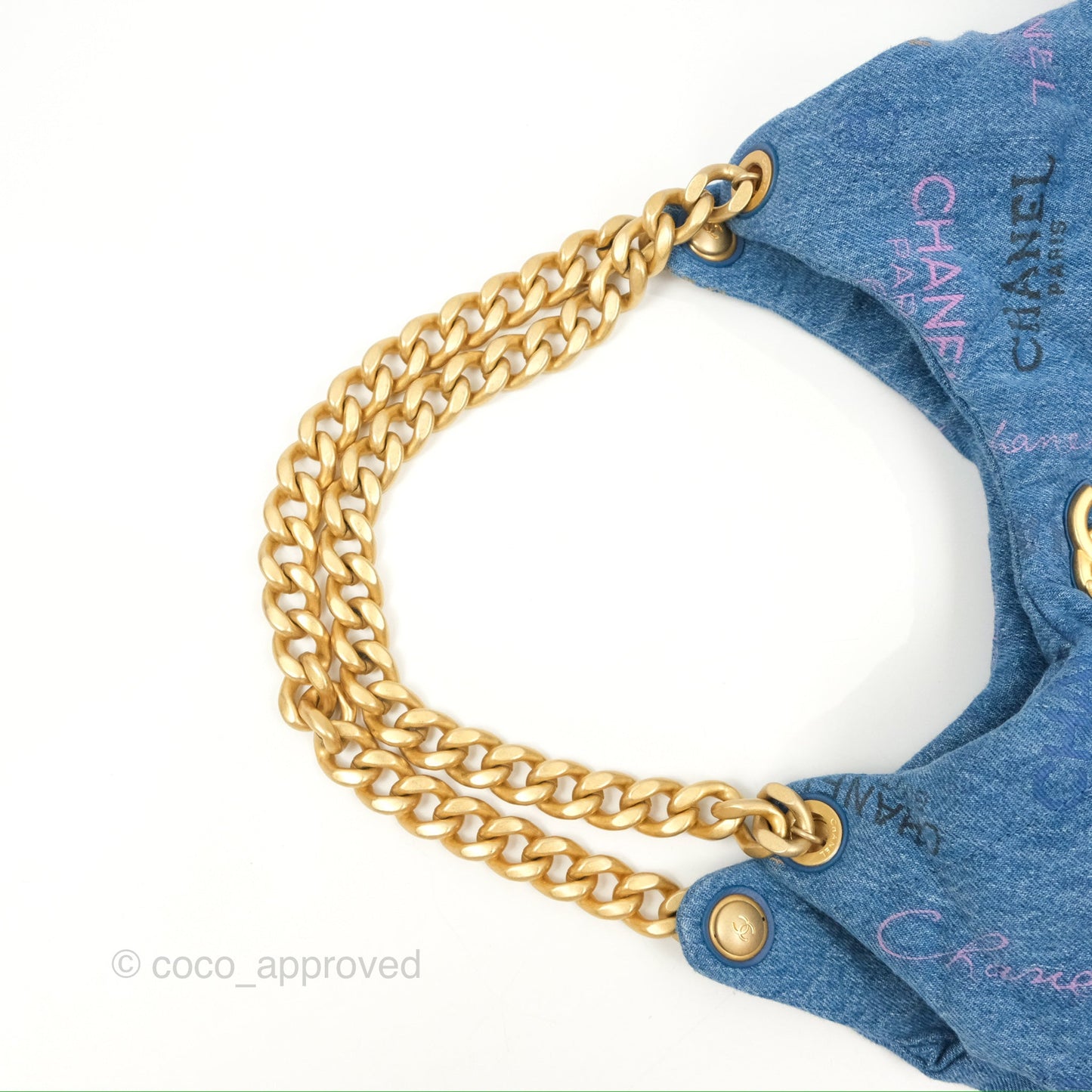 Chanel Maxi Hobo Bag Quilted Denim Mood Aged Gold Hardware