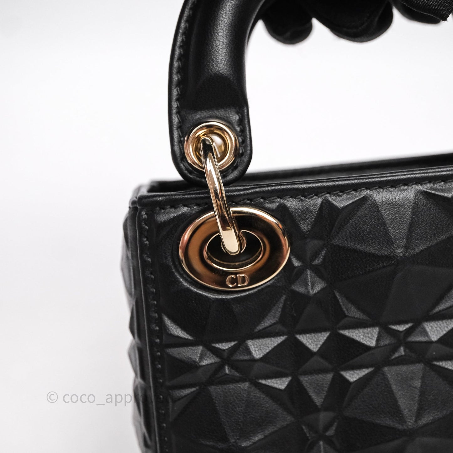 Dior Mirco Lady Dior Black Cannage Calfskin with Diamond Motif Gold Hardware