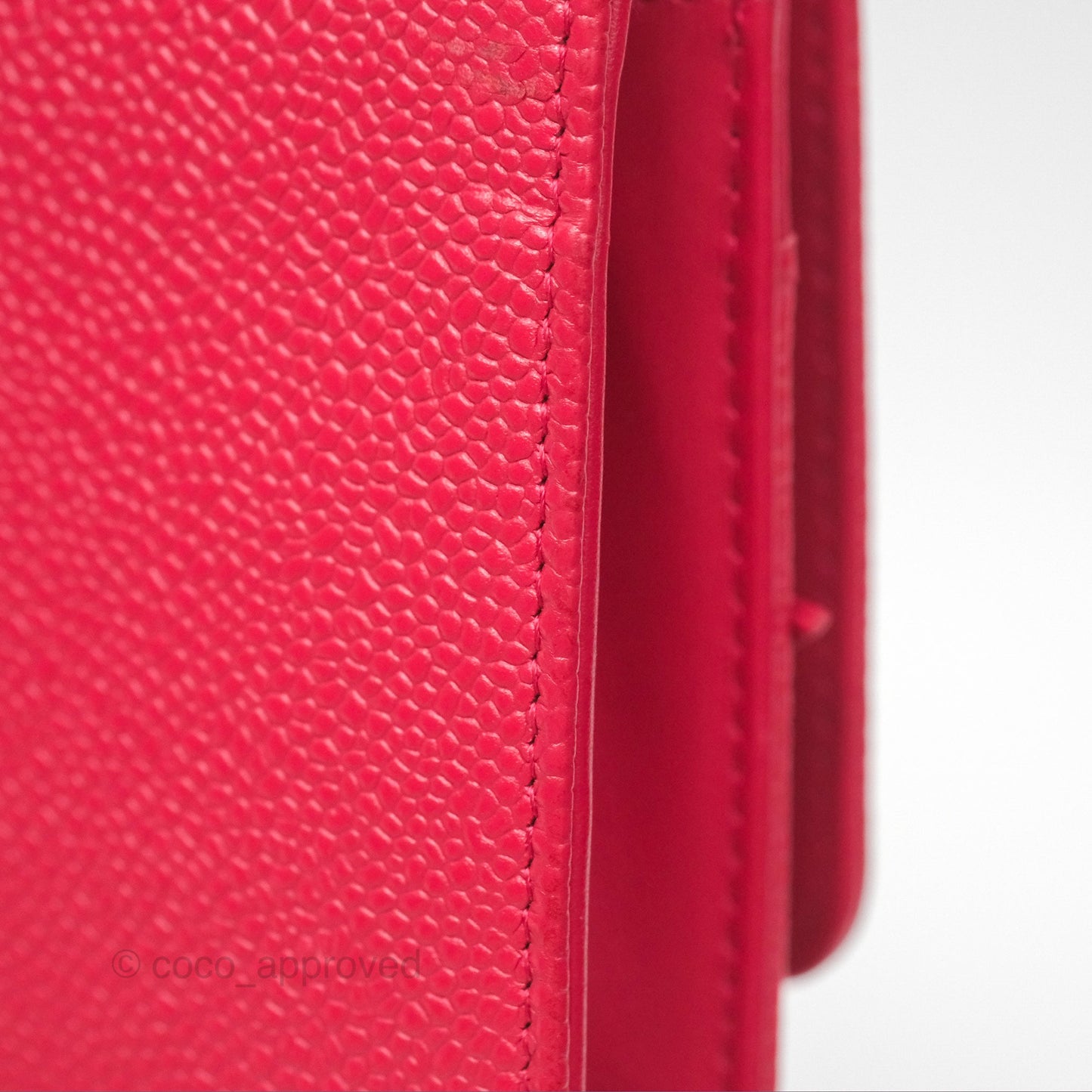 Chanel CC Wallet On Chain WOC Dark Pink Caviar Silver Hardware
