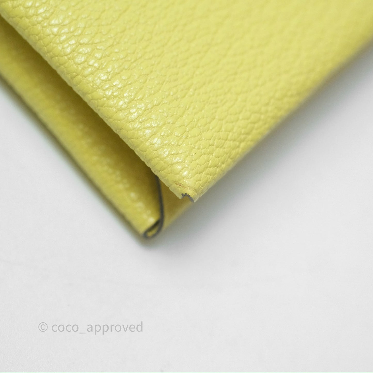 Hermès Calvi Card Holder Limoncello Chèvre Mysore Palladium Hardware