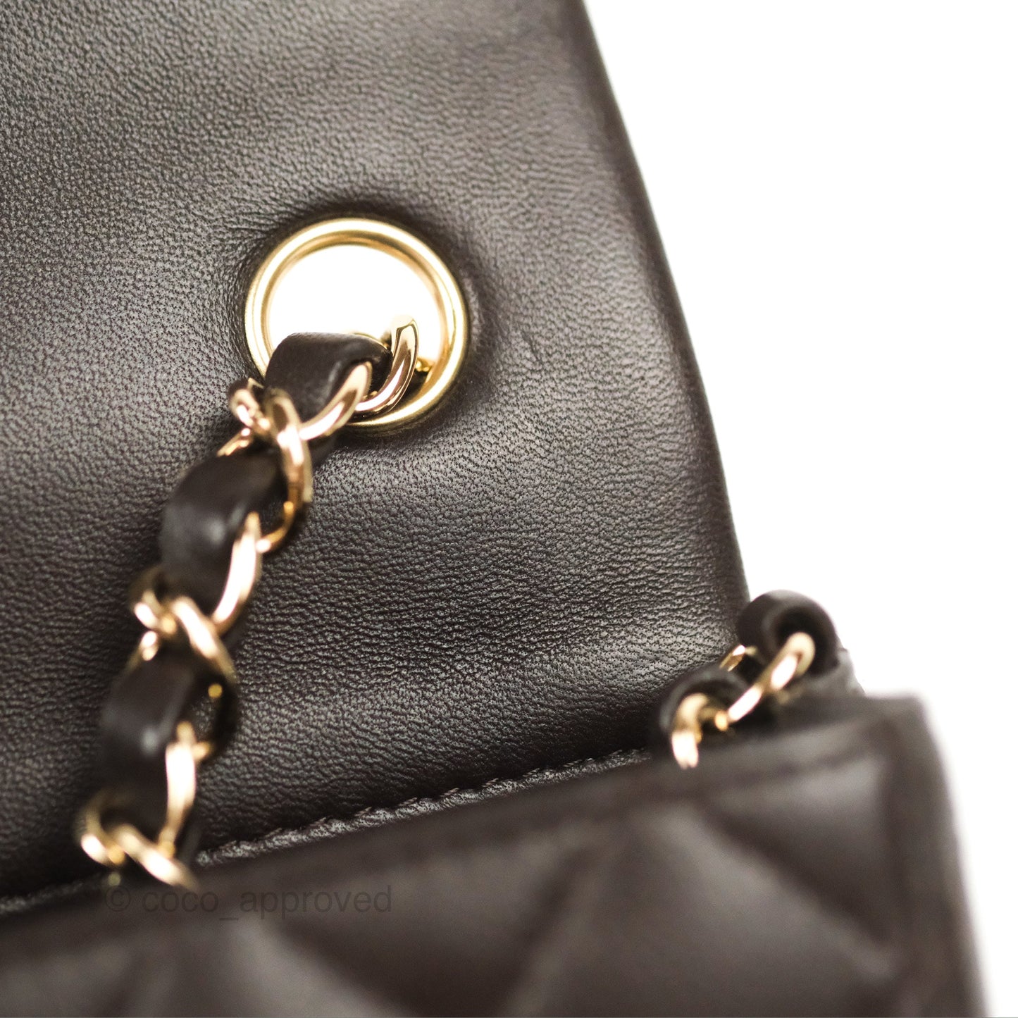 Chanel Quilted Mini Rectangular Chocolate Brown Lambskin Gold Hardware