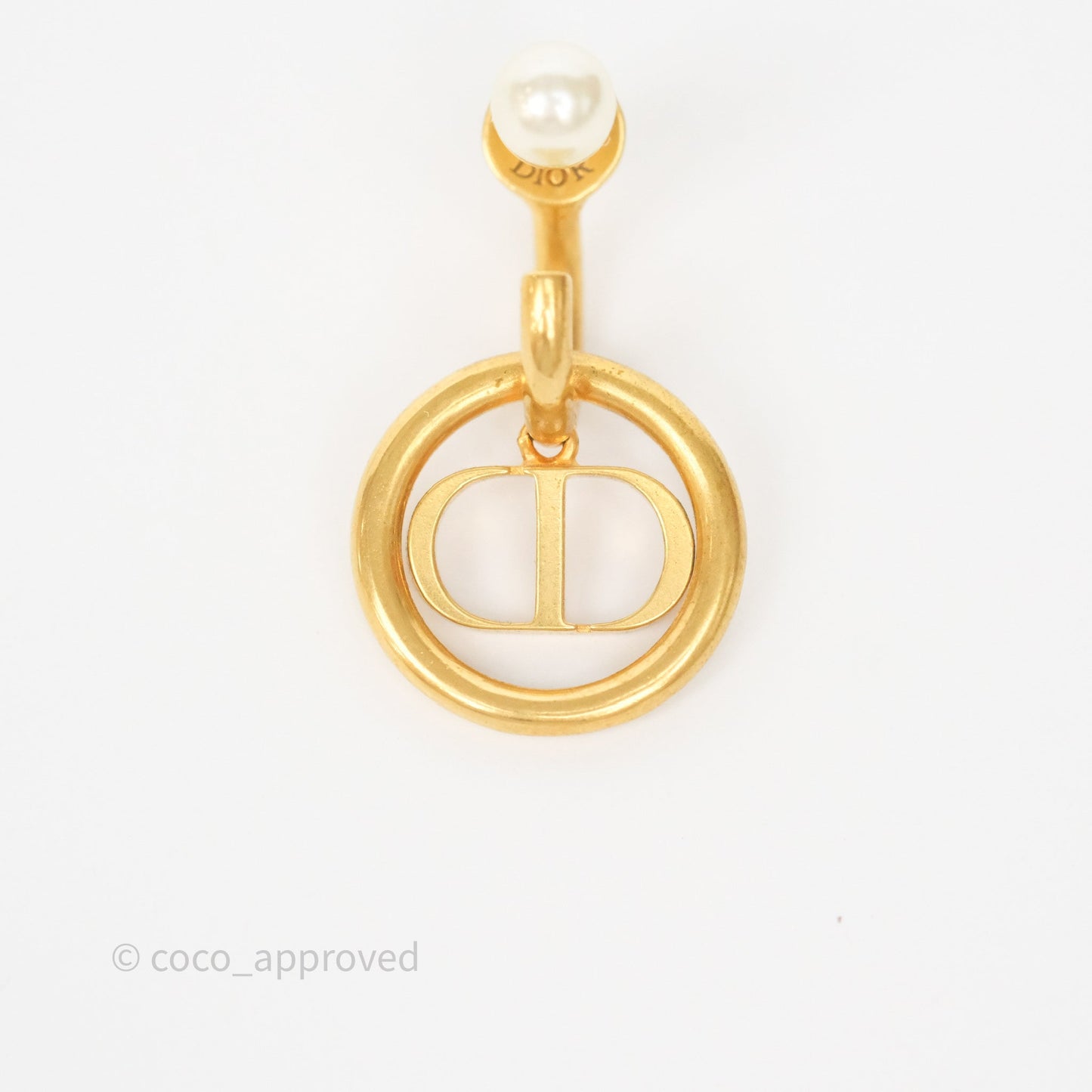 Dior 30 Montaigne Pearl Drop Earrings Aged Gold Tone