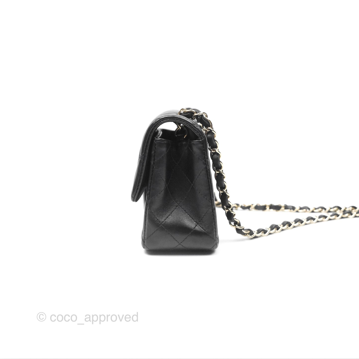 Chanel Mini Rectangular Flap Quilted Black Lambskin Gold Hardware