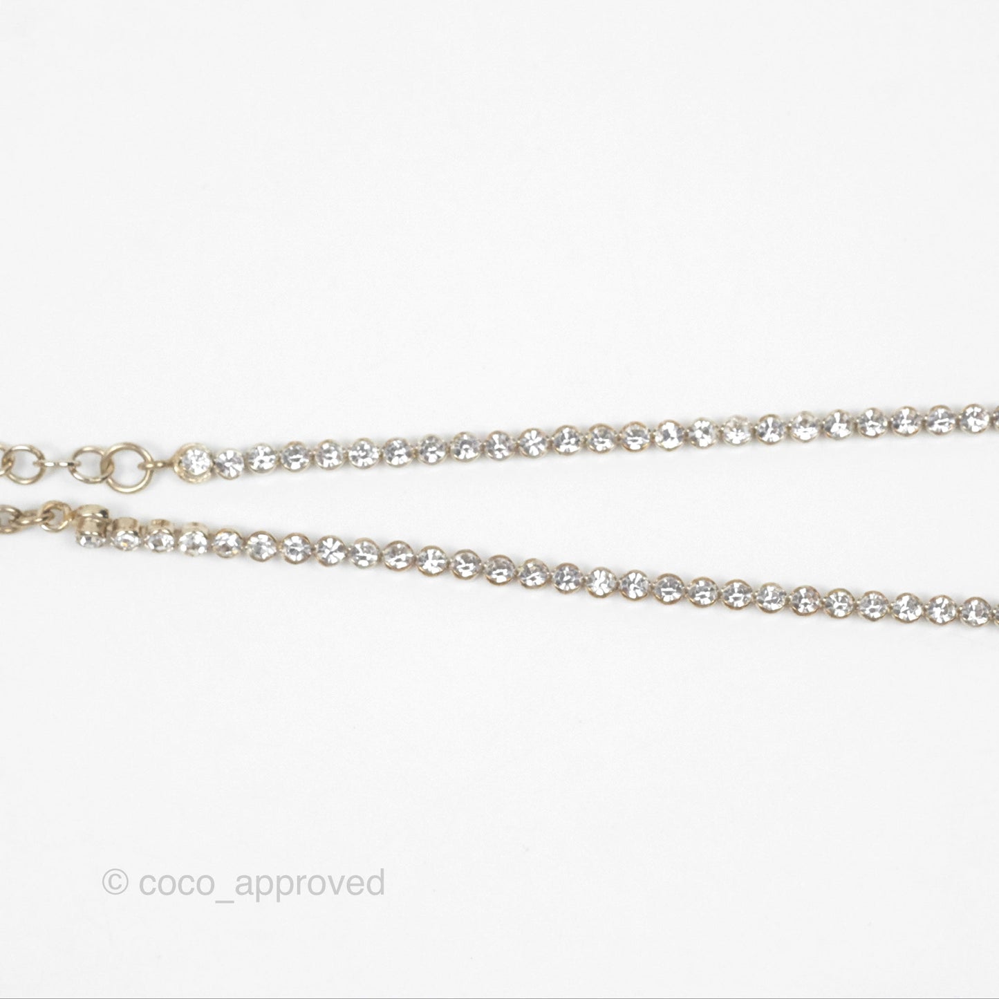 Chanel No5 Perfume Bottle Crystal Chain Choker Necklace Gold Tone 21S