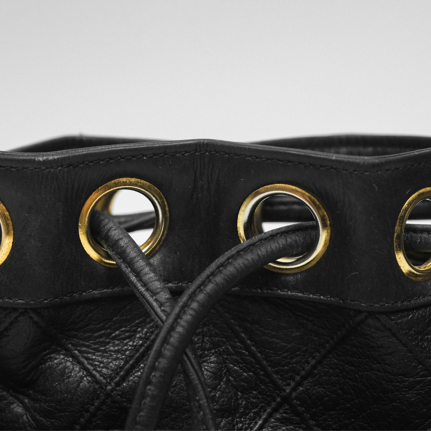 Chanel Vintage Mini CC Bucket Bag Black Lambskin Gold Hardware