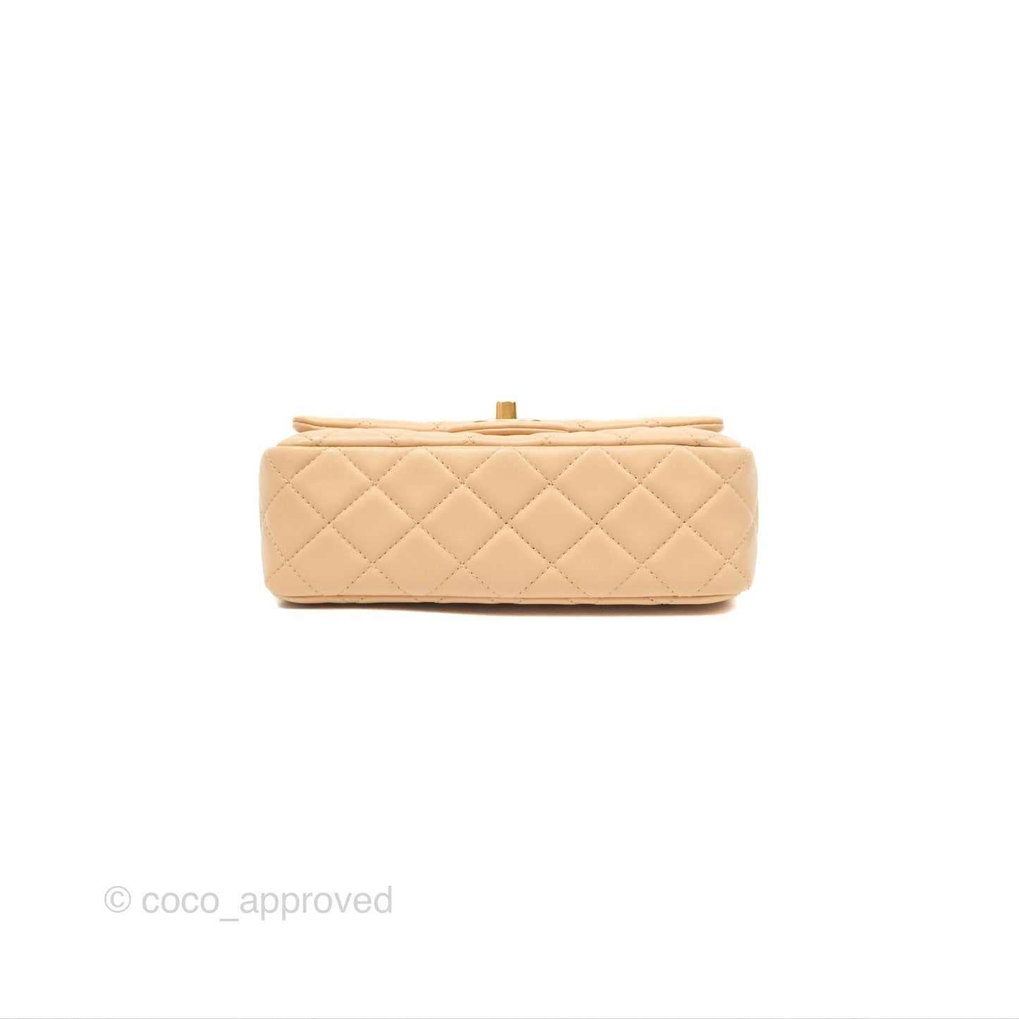 Chanel Pearl Crush Mini Rectangular Beige Lambskin Aged Gold Hardware