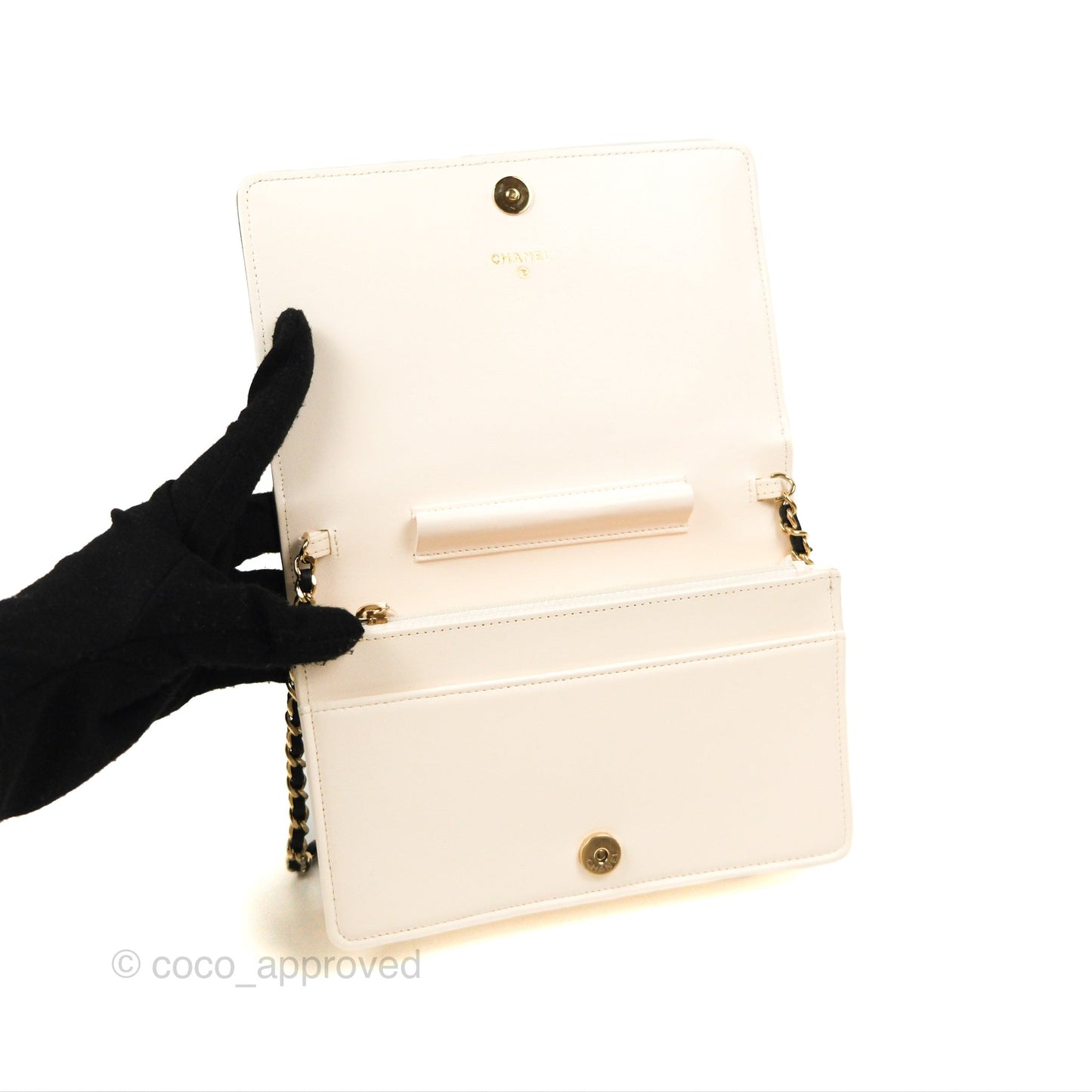 Chanel Quilted Book Wallet on Chain WOC Black Lambskin Gold Hardware