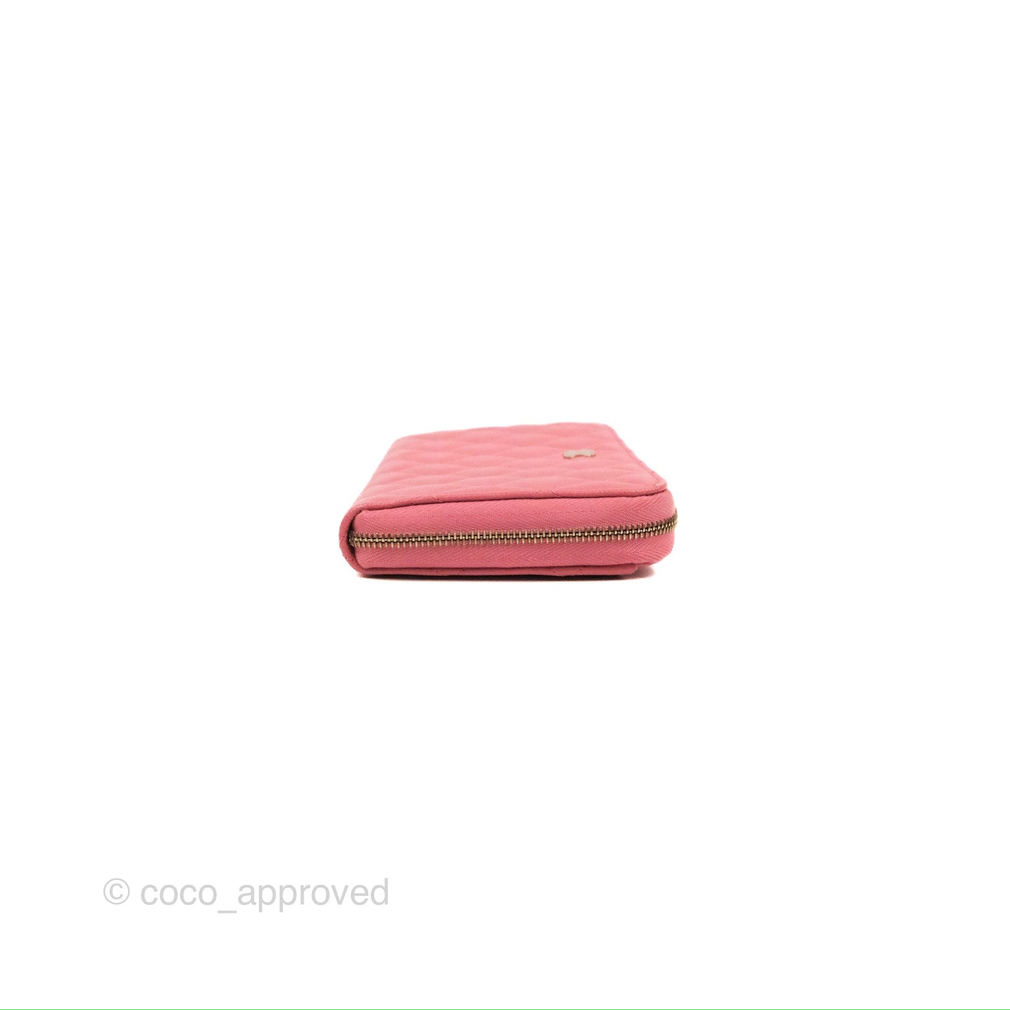 Chanel Classic Zip Long Wallet Quilted Pink Caviar Gold Hardware