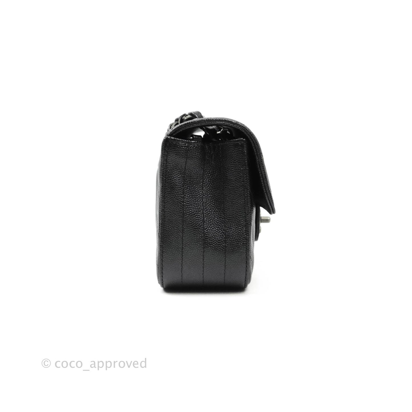 Chanel Chevron Mini Rectangular Flap Iridescent Black Caviar Ruthenium Hardware