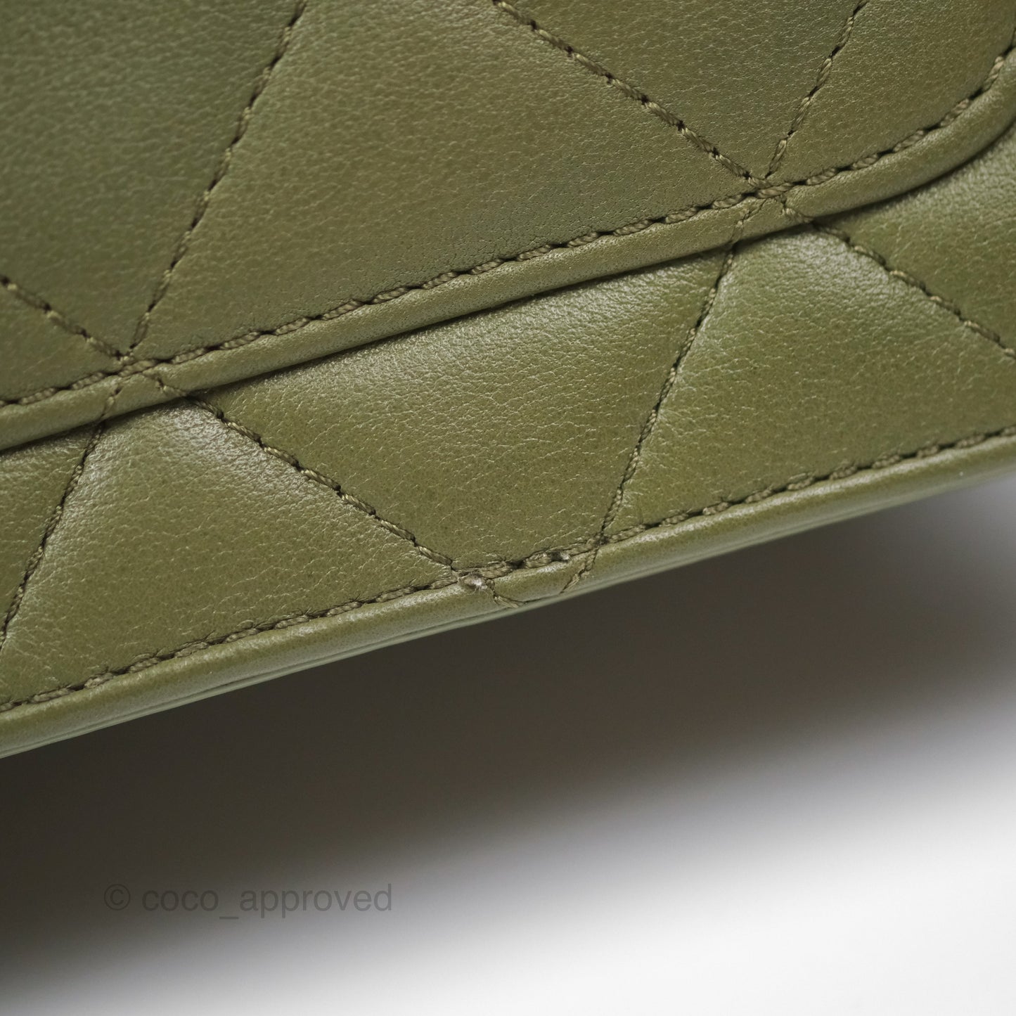 Chanel Small Coco Lady Quilted Flap Bag With Top Handle Olive Green Calfskin Gold Hardware