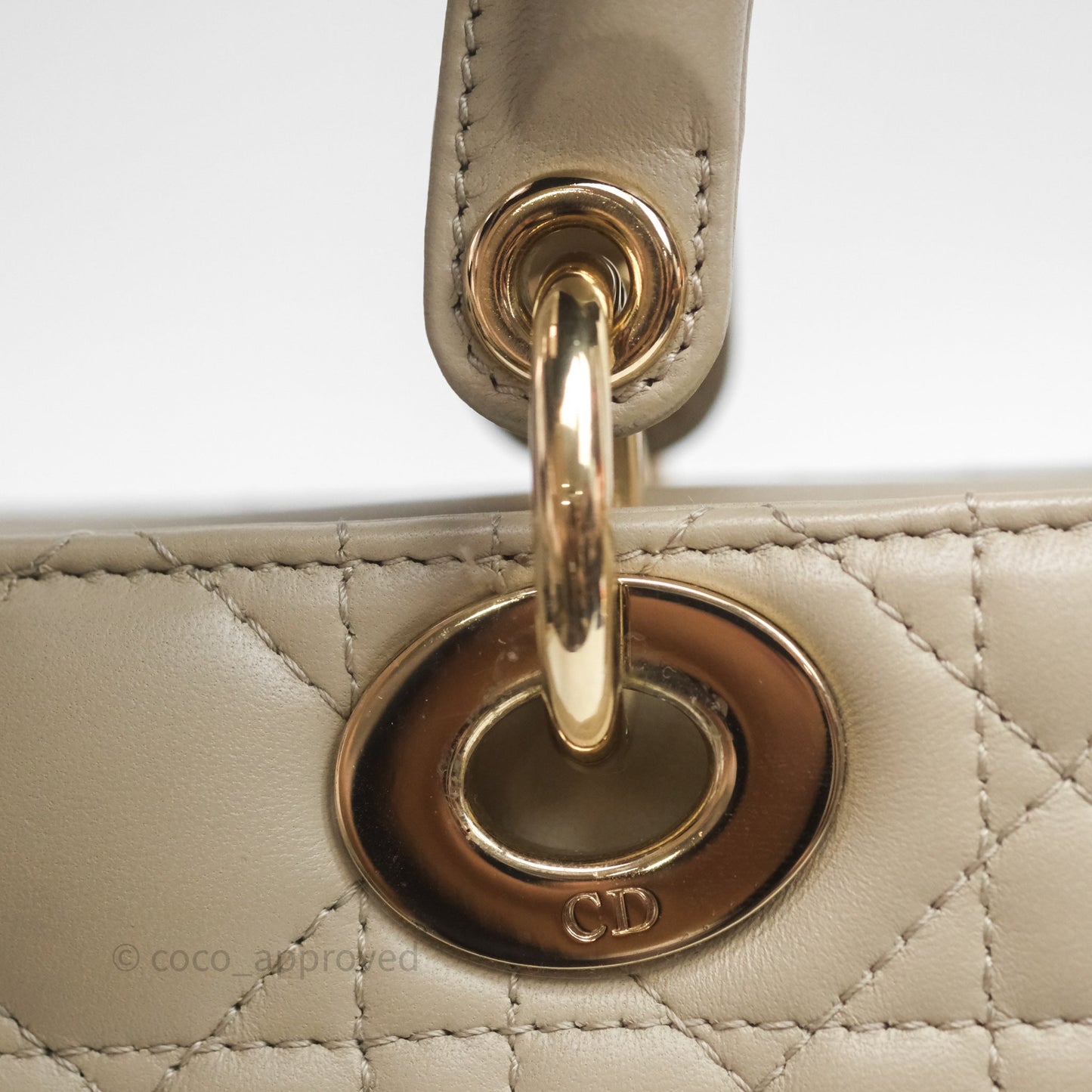 Dior Medium Lady D-Joy Bag Sand Lambskin Cannage Gold Hardware