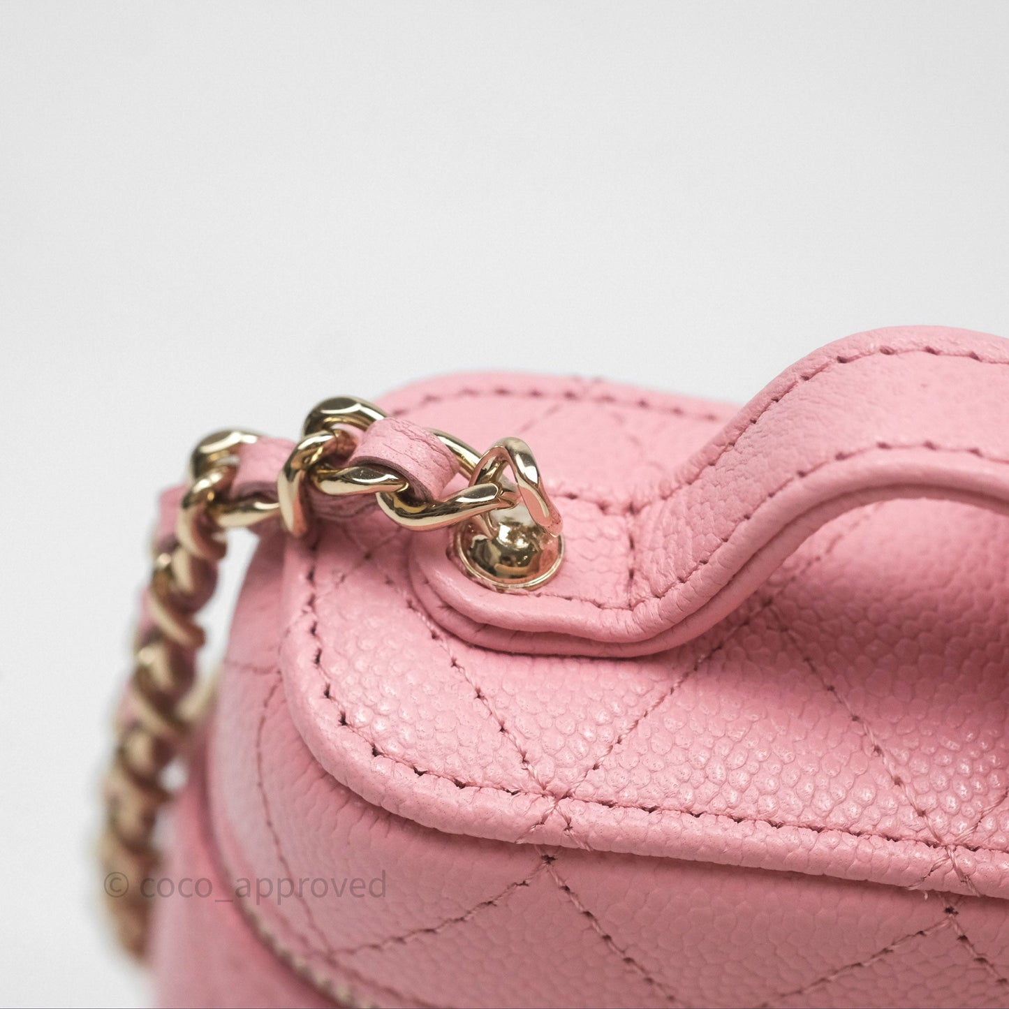 Chanel Quilted Mini Handle With Care Vanity Case With Chain Pink Caviar Gold Hardware