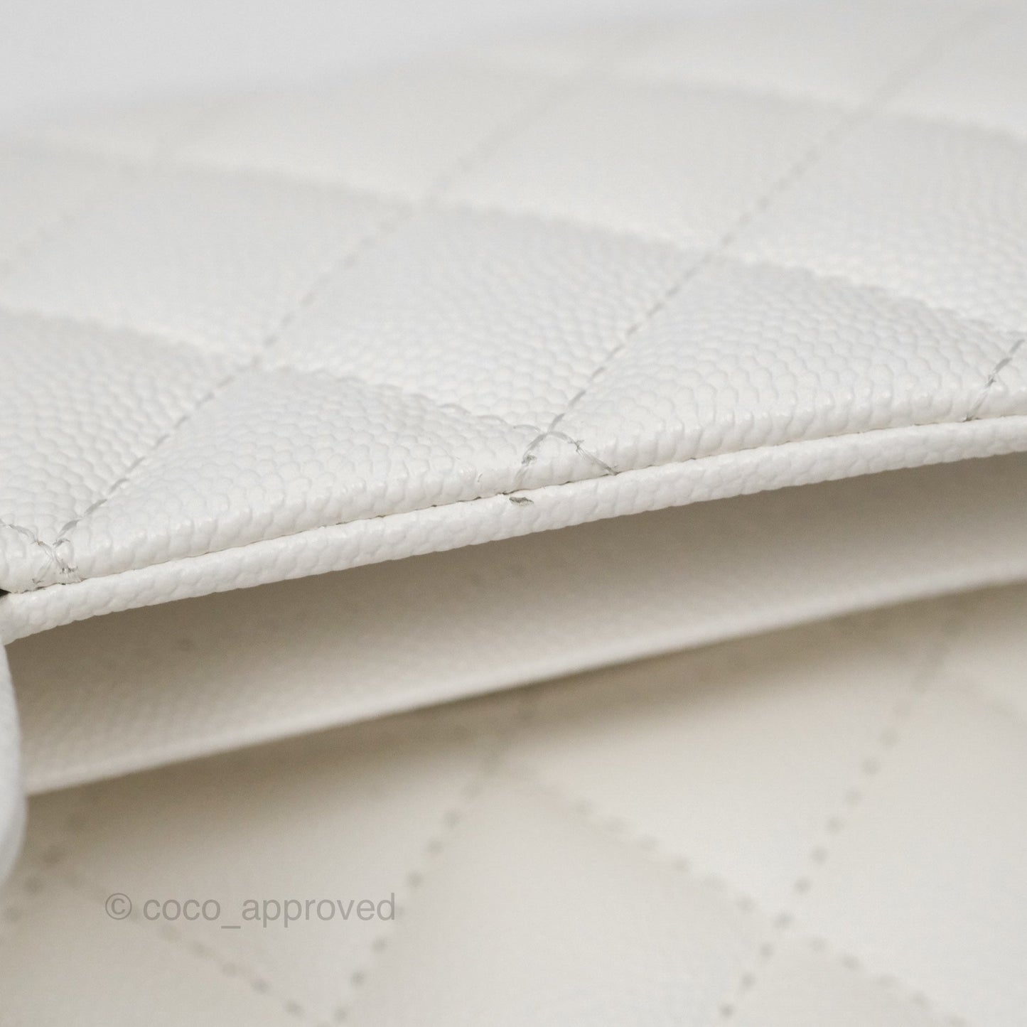 Chanel Classic M/L Medium Flap Quilted White Caviar Gold Hardware
