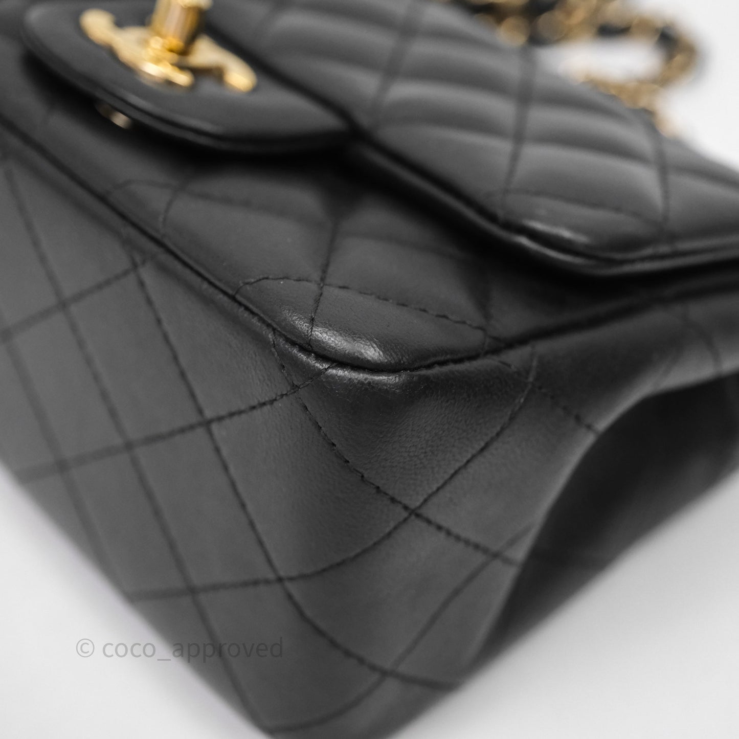 Chanel Mini Square Quilted Black Lambskin Gold Hardware