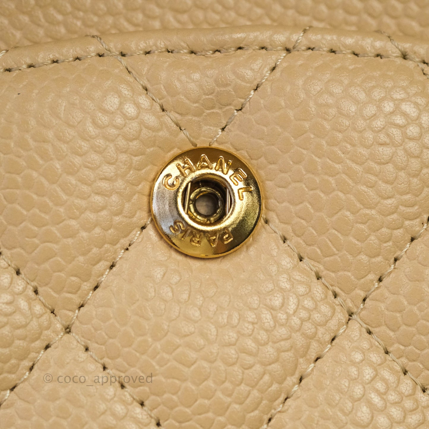Chanel M/L Medium Double Flap Bag Beige Caviar Gold Hardware