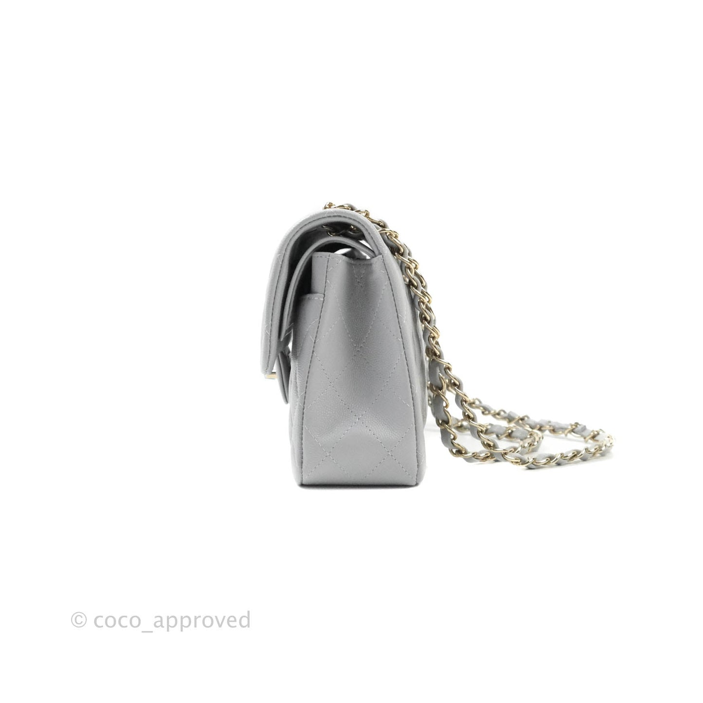 Chanel Classic Small S/M Flap Grey Caviar Gold Hardware