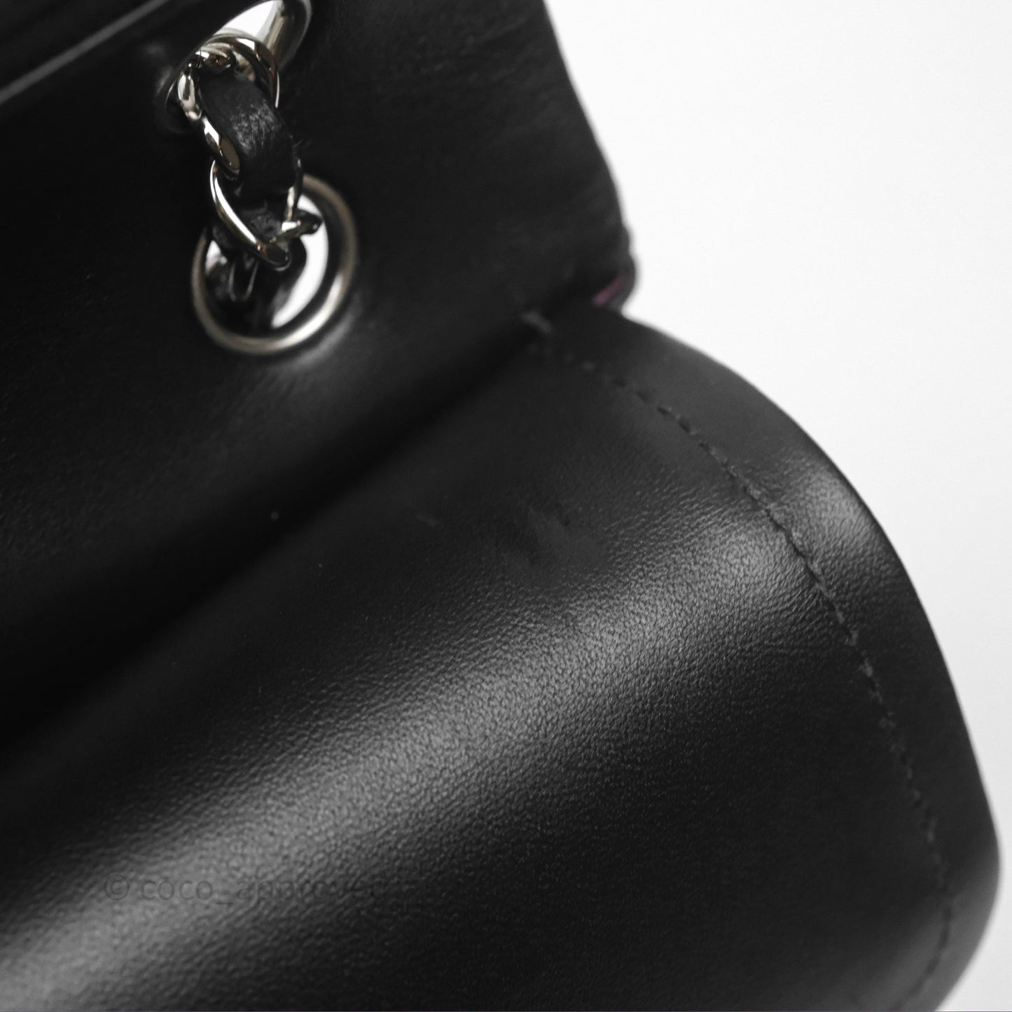 Chanel Classic M/L Medium Flap Quilted Black Lambskin Silver Hardware