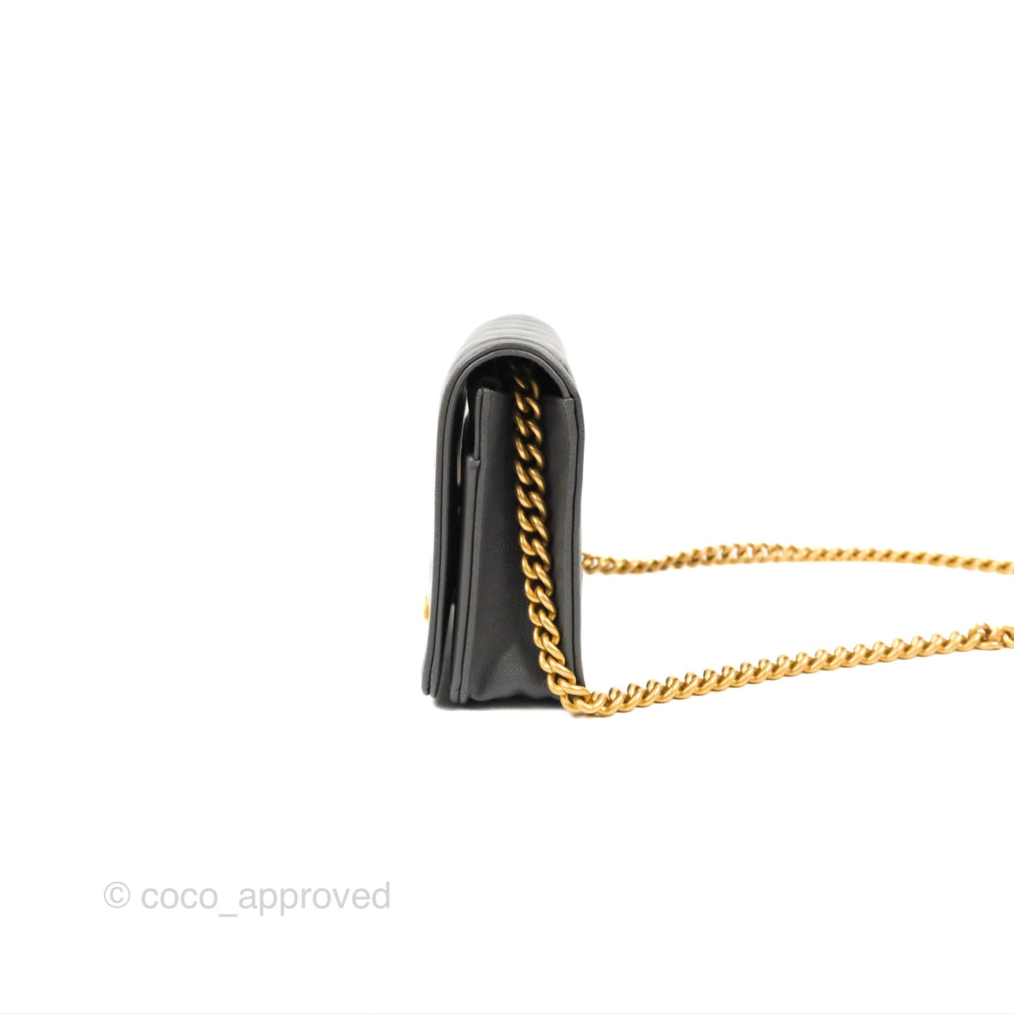Chanel Quilted Boy Wallet on Chain WOC Dark Grey Caviar Gold Hardware