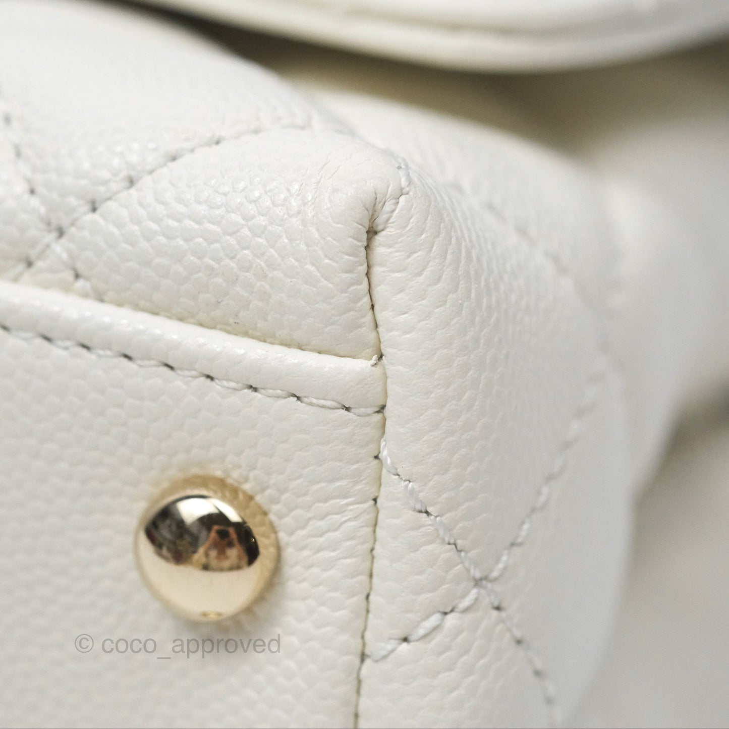 Chanel Mini Coco Handle White Caviar Gold Hardware