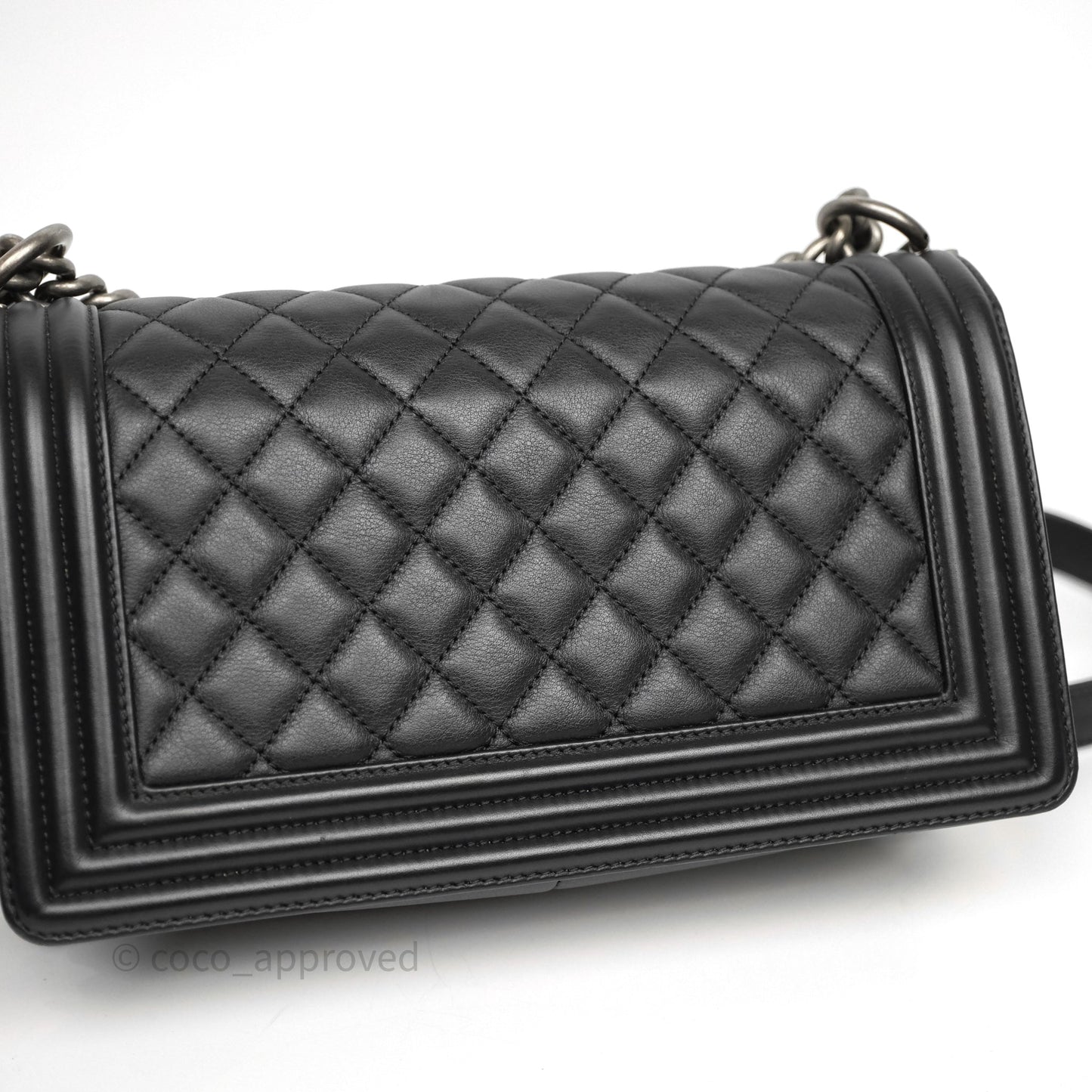 Chanel Quilted Medium Boy Black Calfskin Ruthenium Hardware