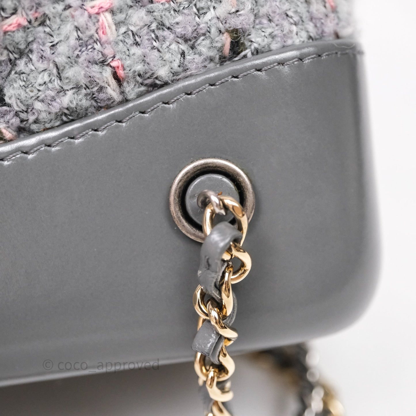 Chanel Gabrielle Small Backpack Grey Tweed Aged Calfskin